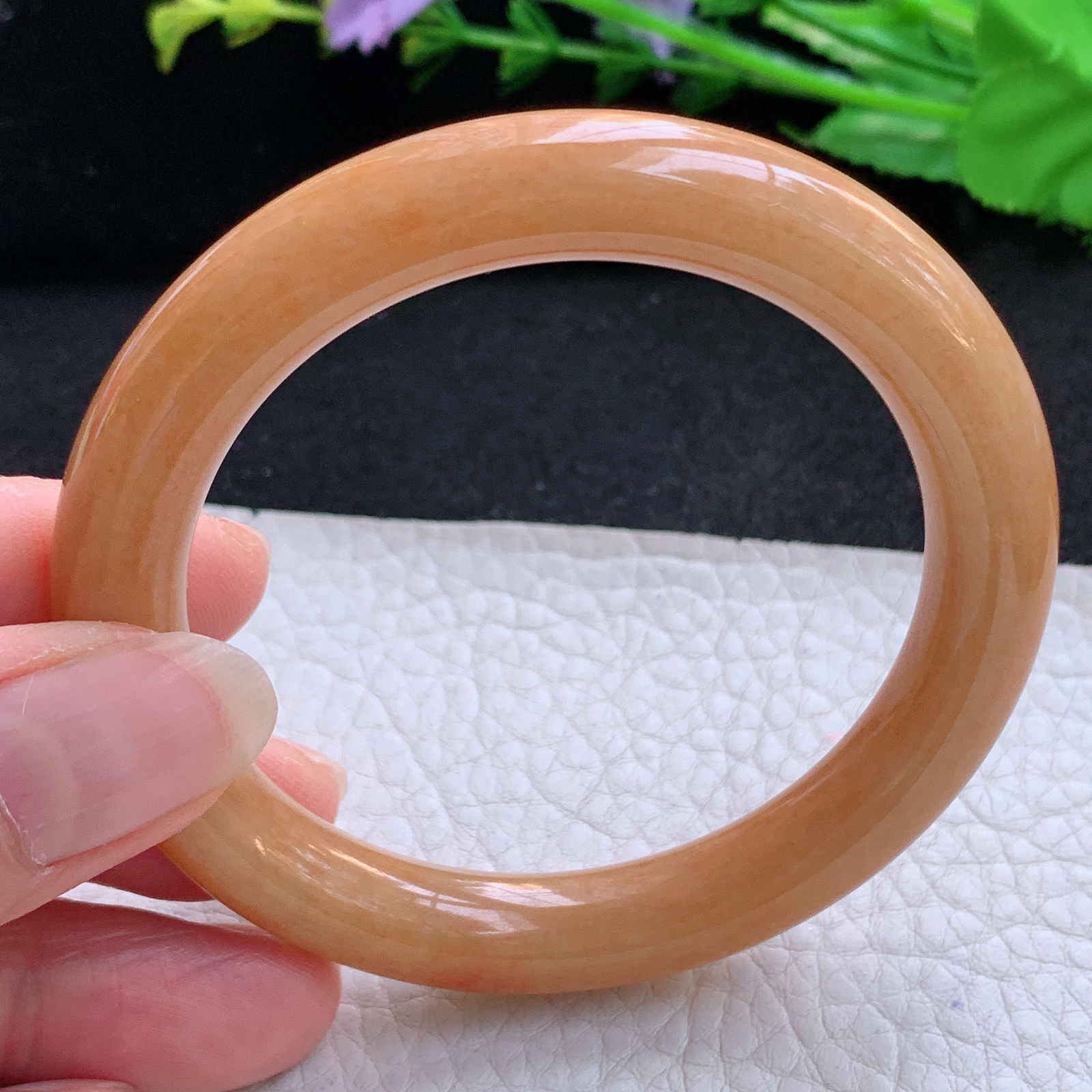 z实拍54*9.5*9.3美人镯 天然缅甸翡翠A货玉手镯黄翡圆条玉手环