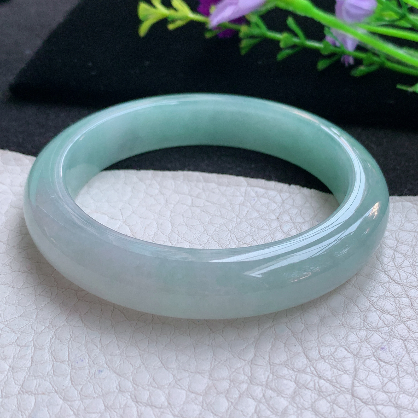 xo实拍58*12.5*8.8平安镯 天然缅甸翡翠A货玉手镯冰晴宽边玉手环