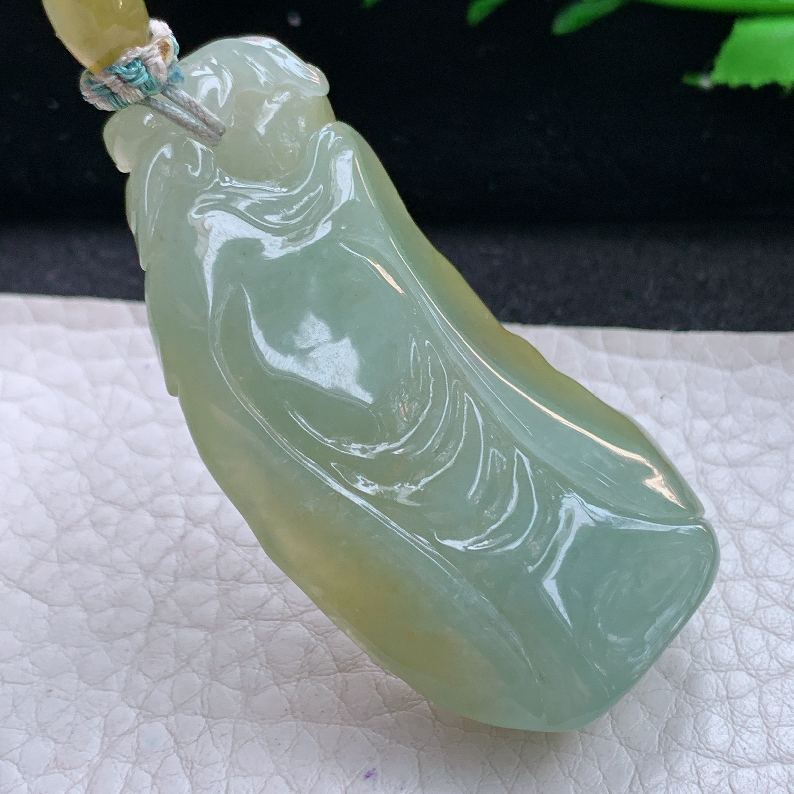 cys实拍56*30*12缅甸翡翠精雕冰黄逍遥佛 弥勒佛玉吊坠