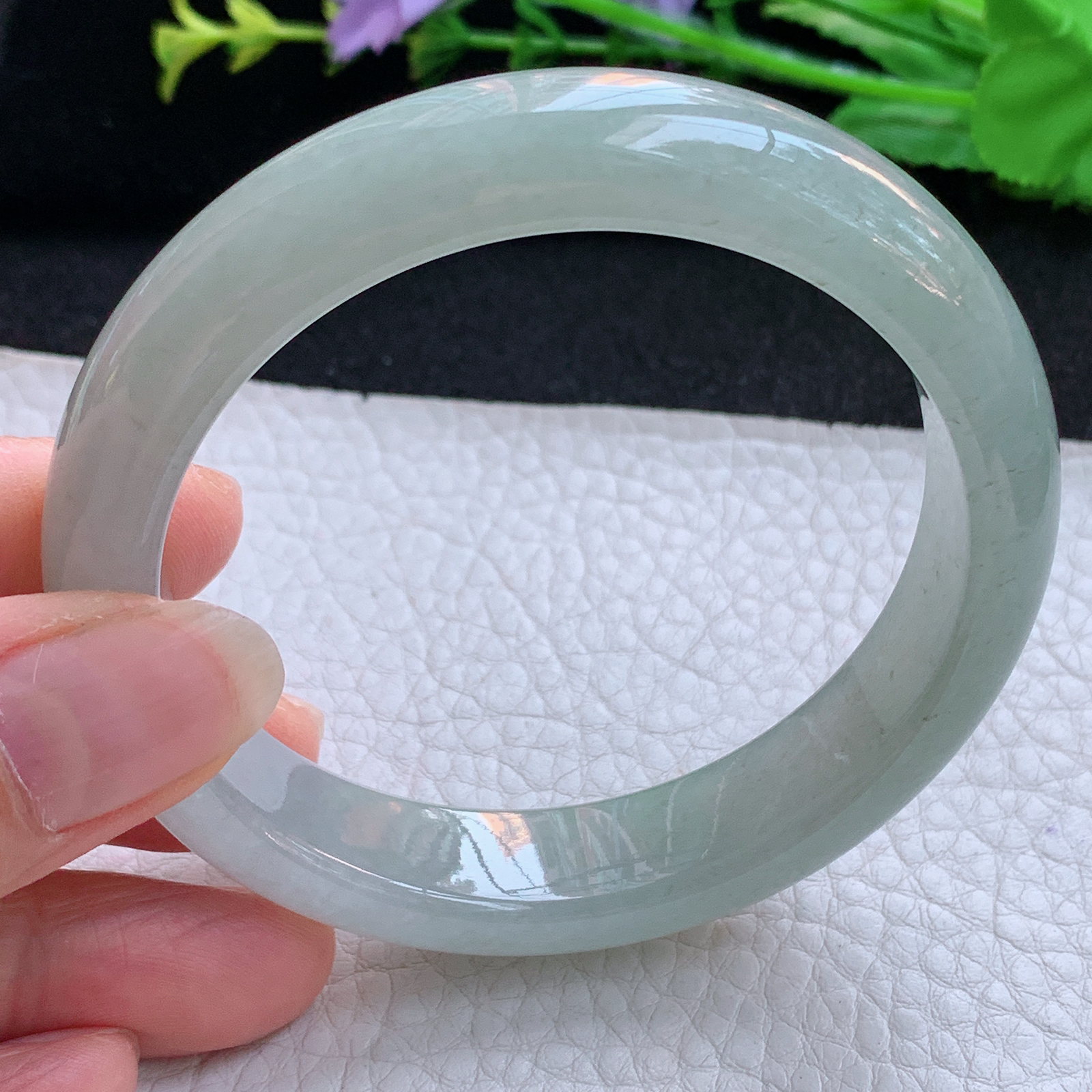 z实拍57.5*13*8.2平安镯 天然缅甸翡翠A货玉手镯冰晴宽边玉手环