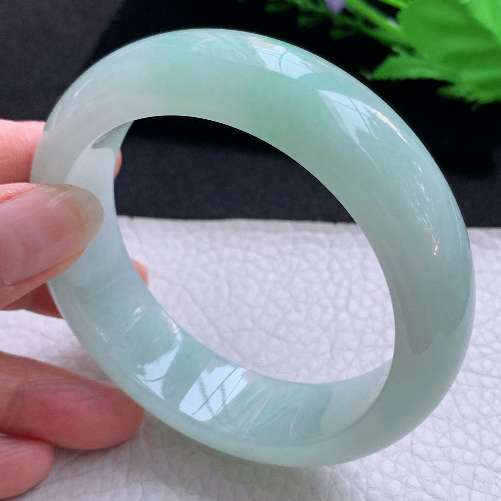 nr实拍58.5*18*9.5平安镯 天然缅甸翡翠A货玉手镯甜绿厚装宽边玉手环