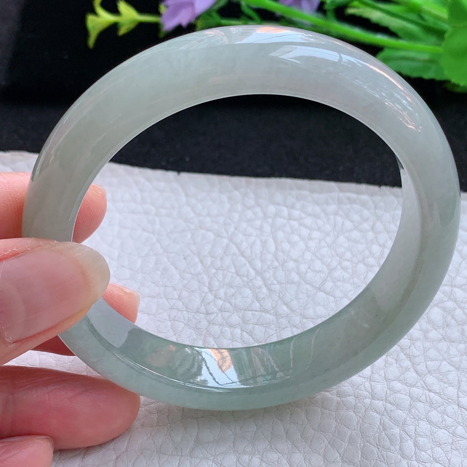 z实拍57.5*13*8.2平安镯 天然缅甸翡翠A货玉手镯冰晴宽边玉手环