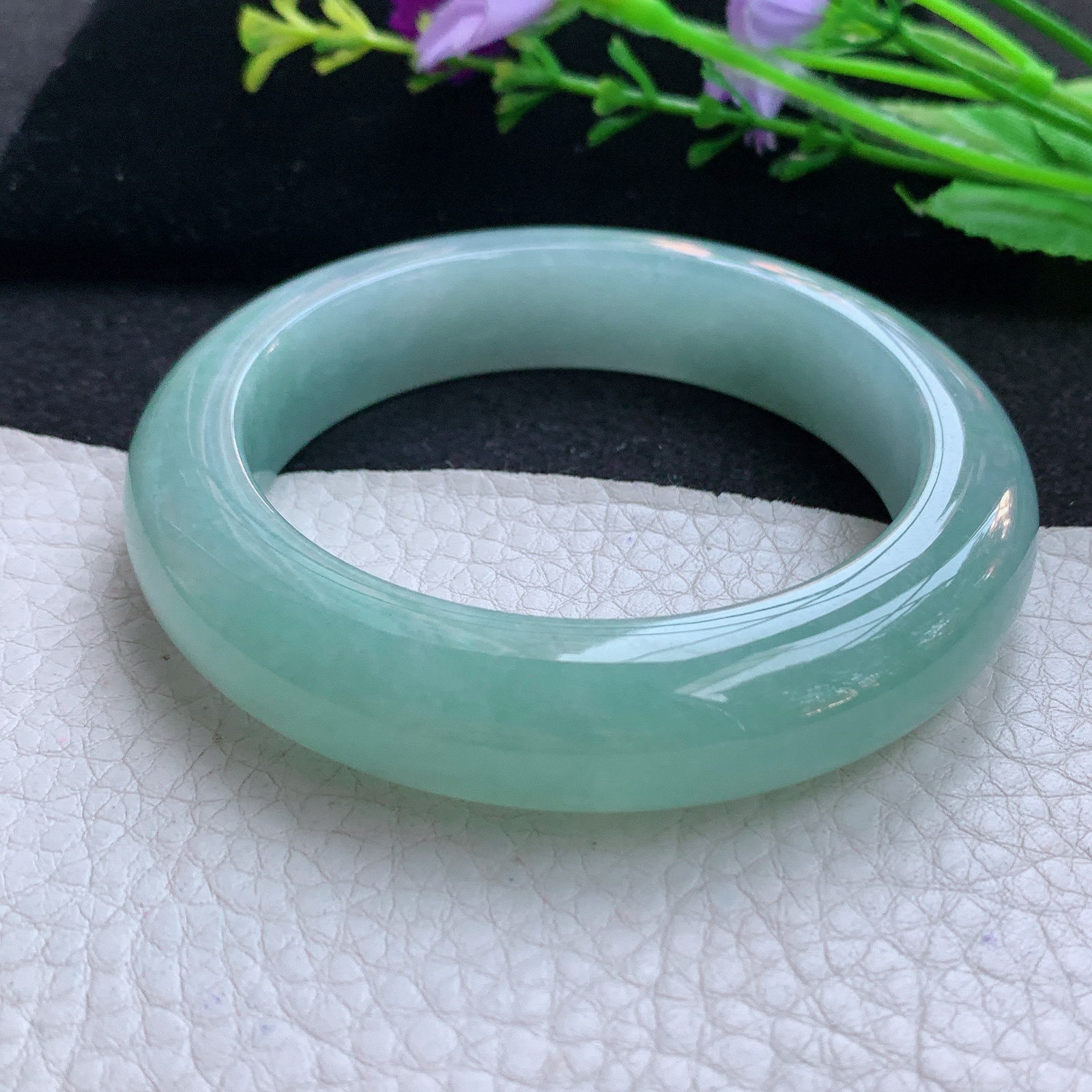 js实拍55.5*13.5*10平安镯 天然缅甸翡翠A货玉手镯冰晴厚装宽边玉手环