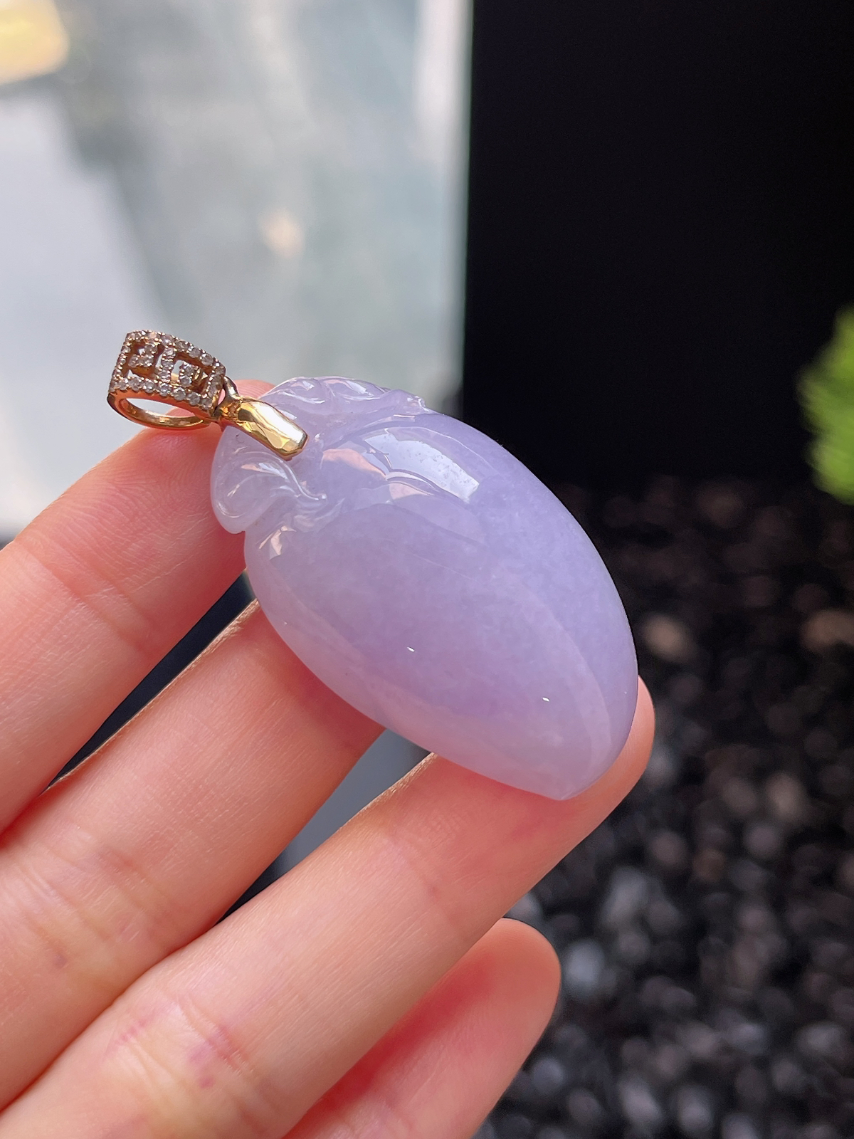 18k金翡翠冰糯种紫色福瓜