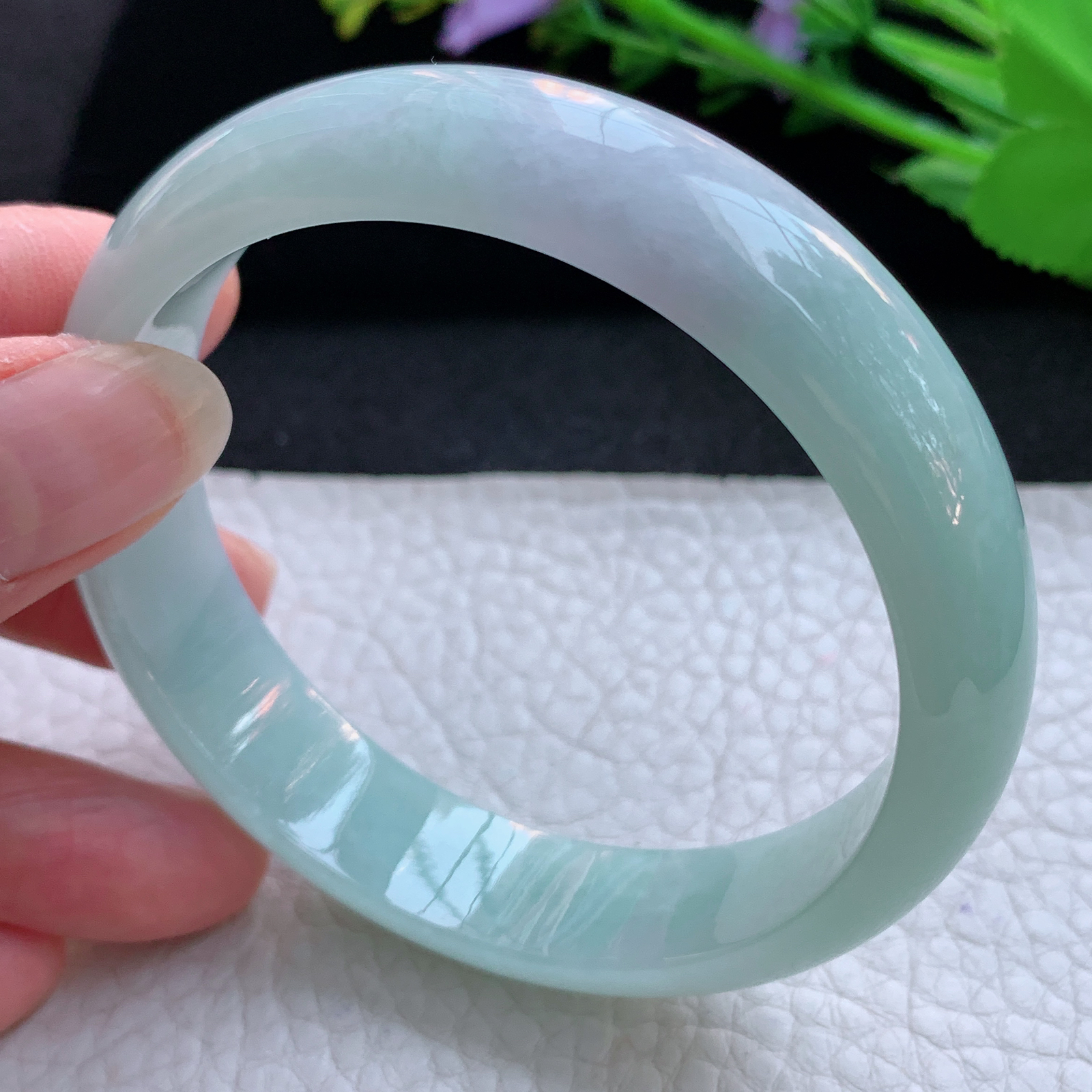 nr实拍58.5*14*7平安镯 天然缅甸翡翠A货玉手镯清新胶感宽边玉手环