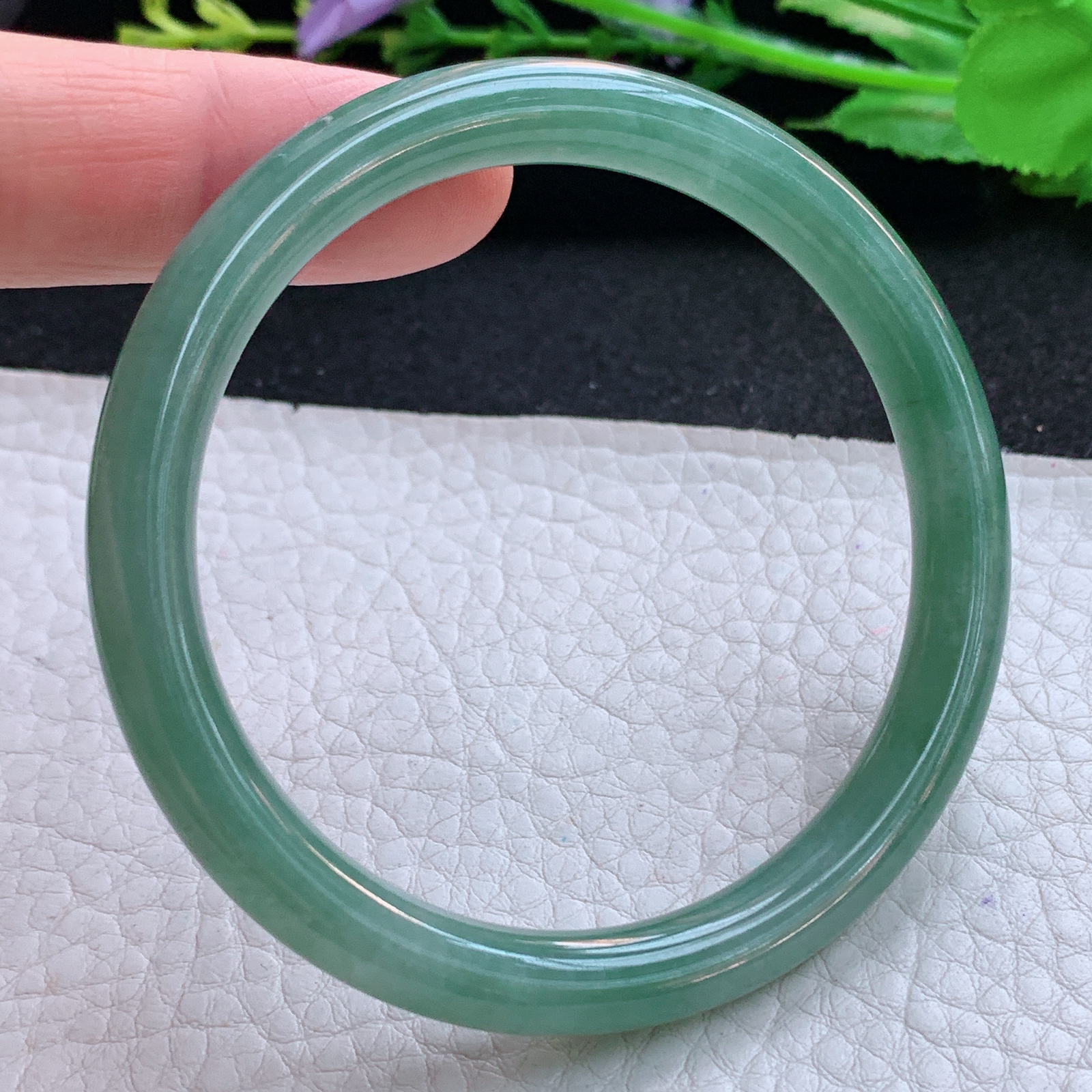 z实拍54*7.5*7美人镯 天然缅甸翡翠A货玉手镯冰晴圆条叮当镯