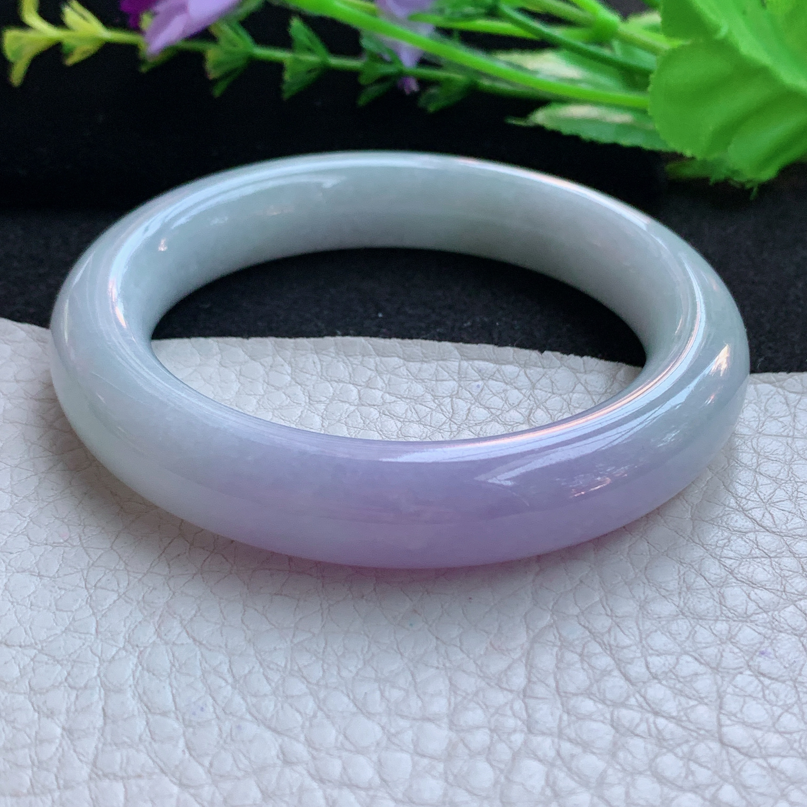 nr实拍55.5*12.5*11.2胖圆镯 天然缅甸翡翠A货水润双彩圆条玉手环