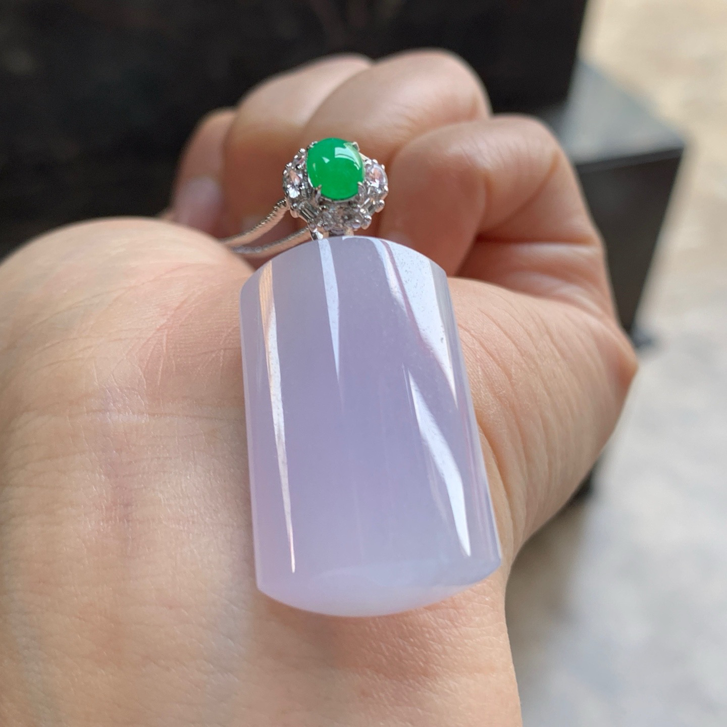 金扣冰种粉紫无事牌^_^玉质温润 细腻