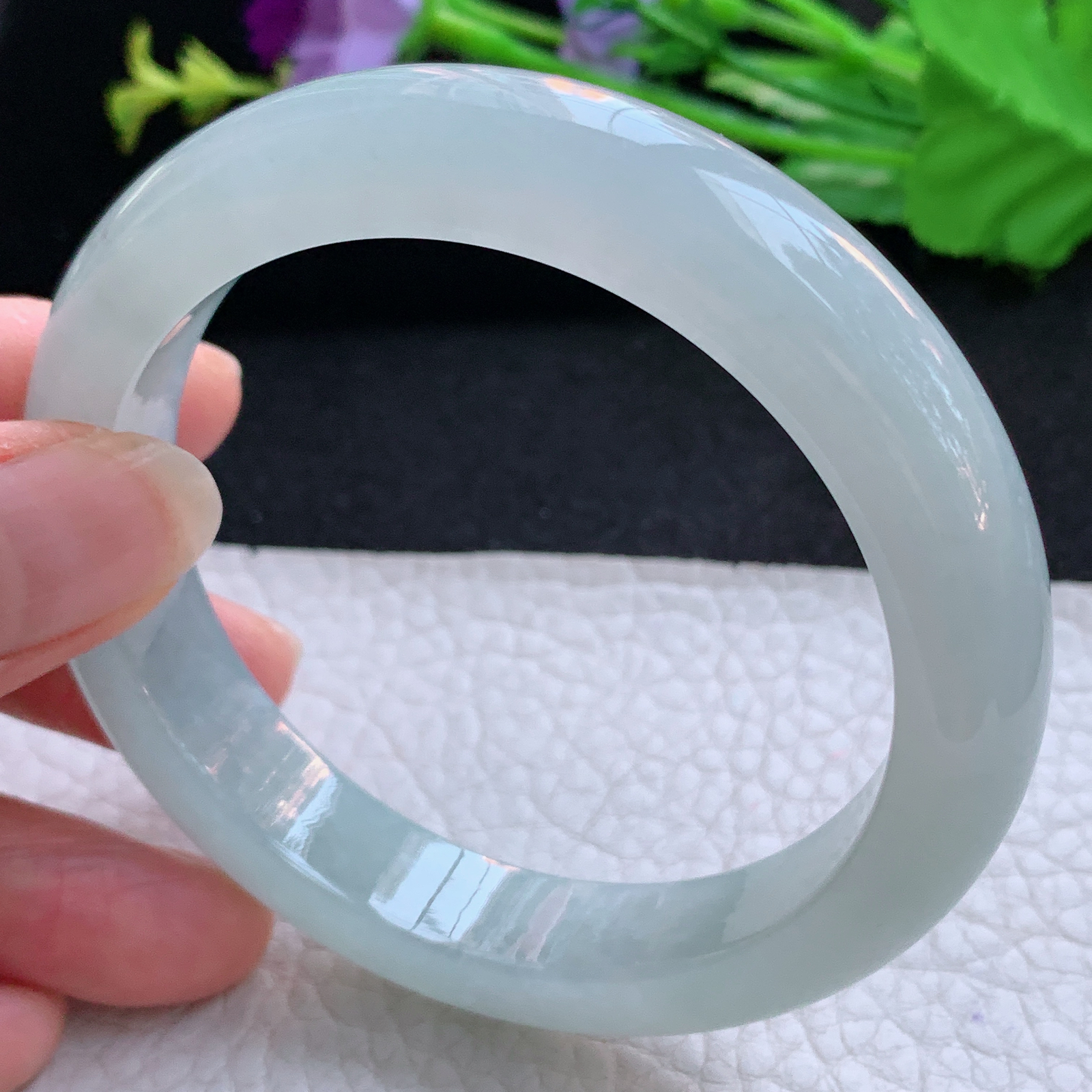 nr实拍58*12*9平安镯 天然缅甸翡翠A货玉手镯冰晴宽边玉手环