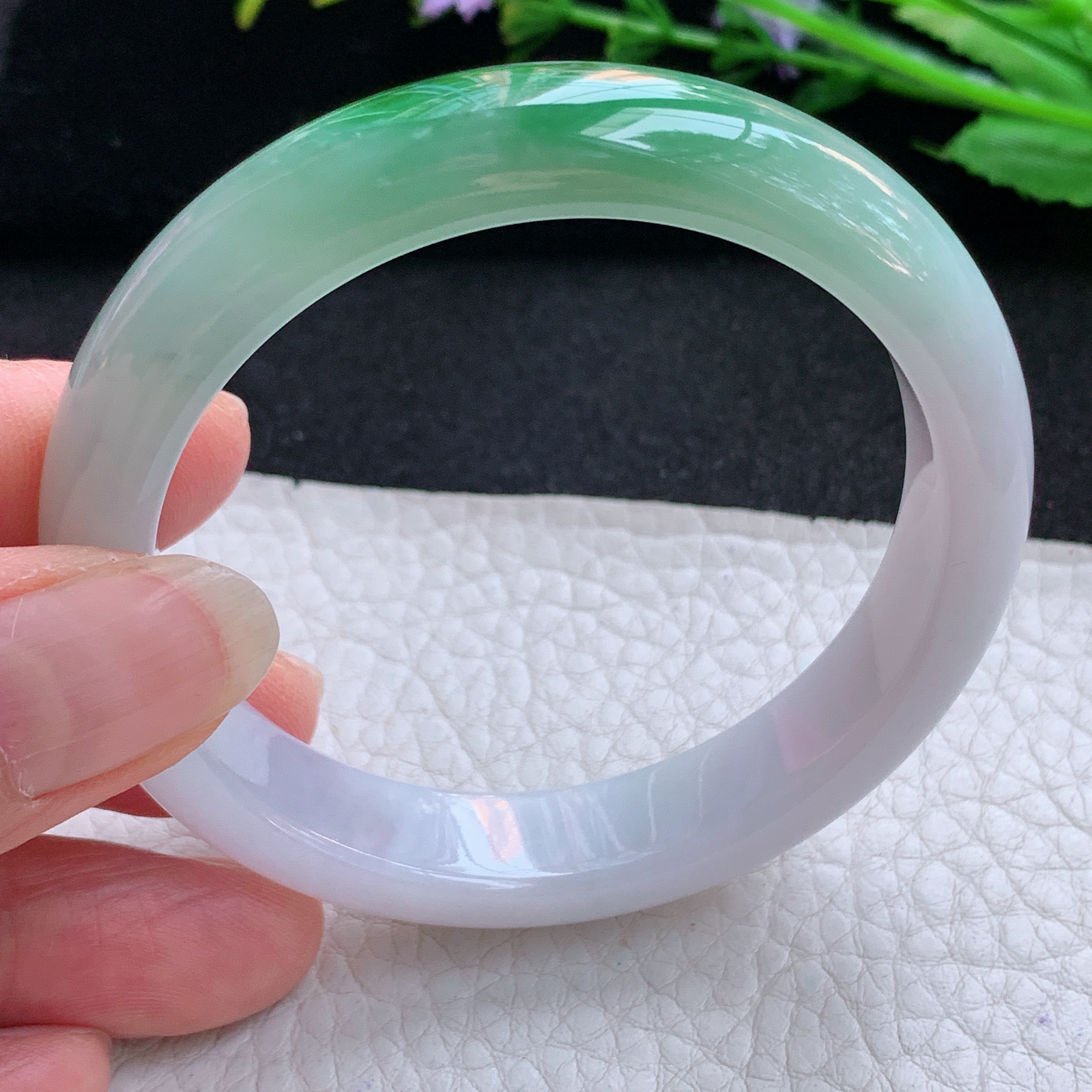 ax小圈口53.5*这2*7.6平安镯 天然缅甸翡翠A货玉手镯辣绿宽边玉手环