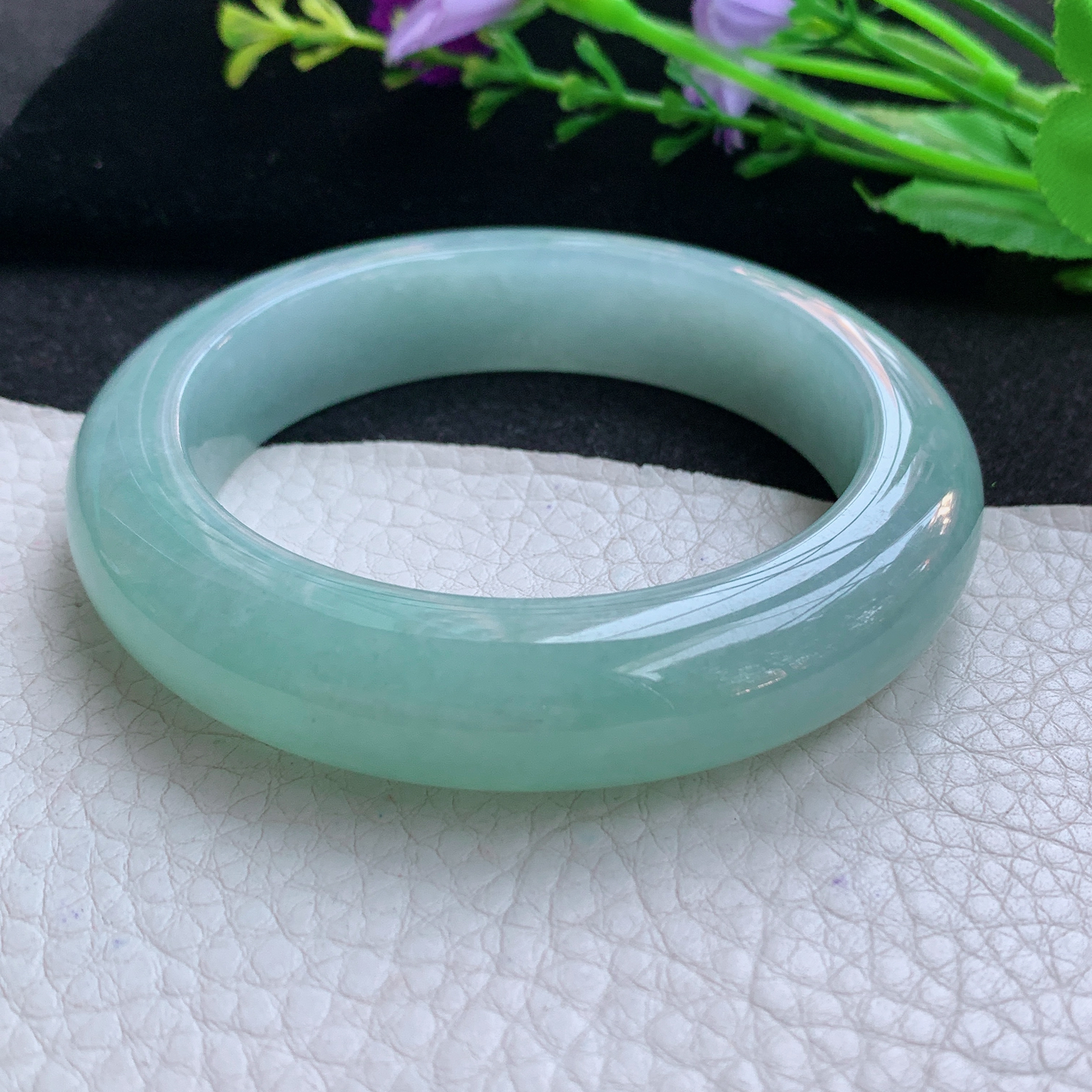 js实拍55.5*13.5*10平安镯 天然缅甸翡翠A货玉手镯冰晴厚装宽边玉手环