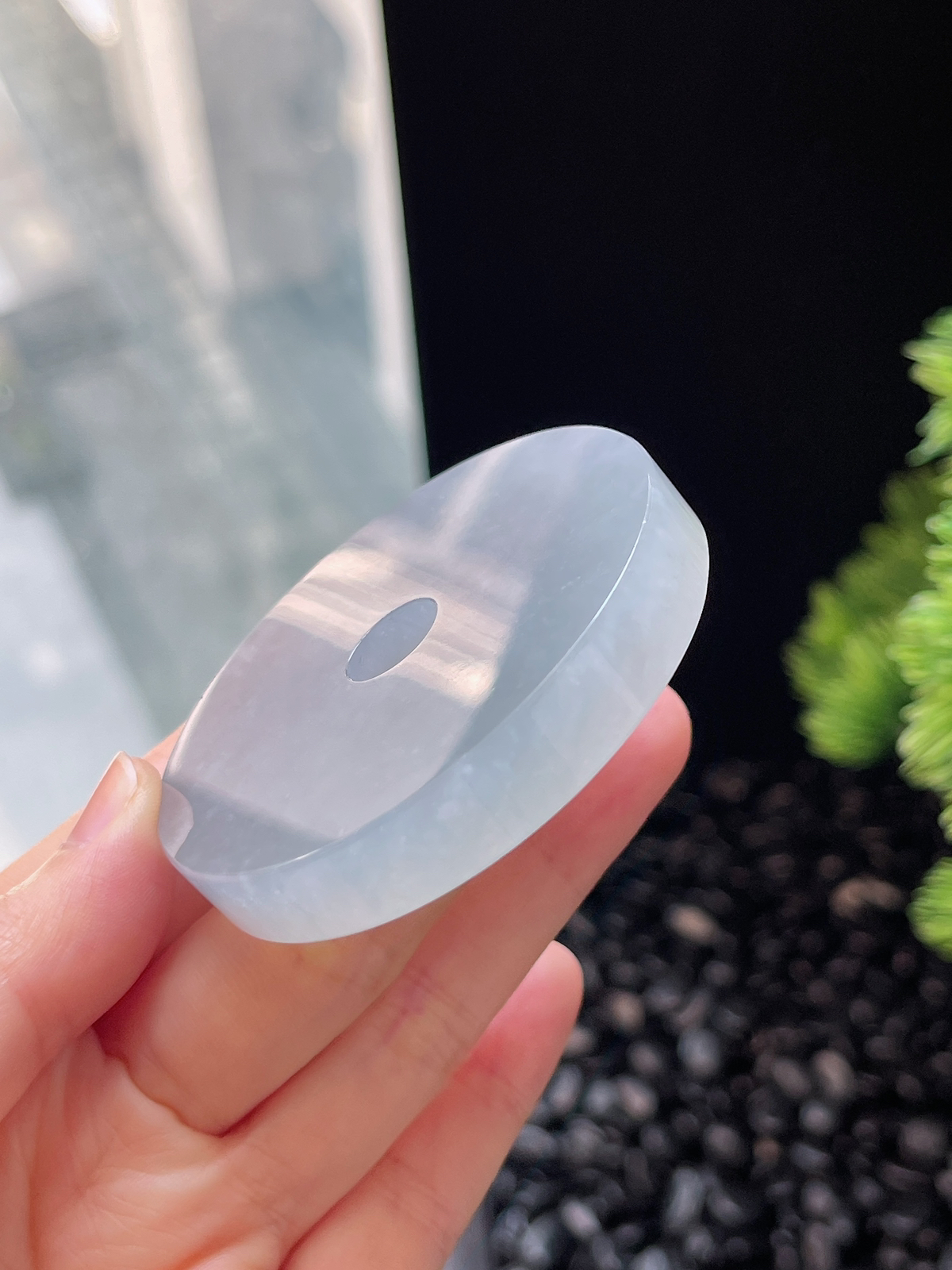 翡翠冰糯种白色大平安扣