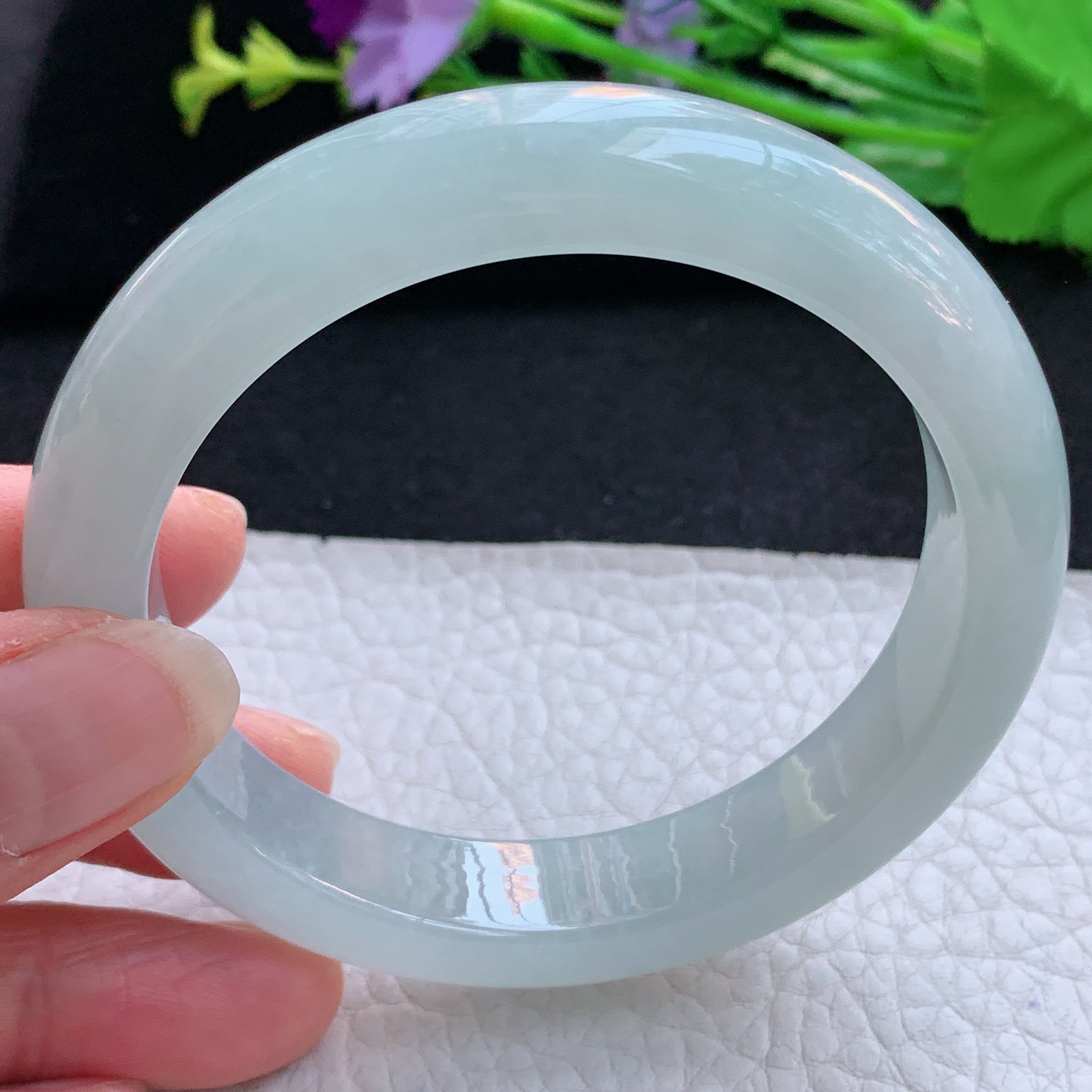 nr实拍58*12*9平安镯 天然缅甸翡翠A货玉手镯冰晴宽边玉手环