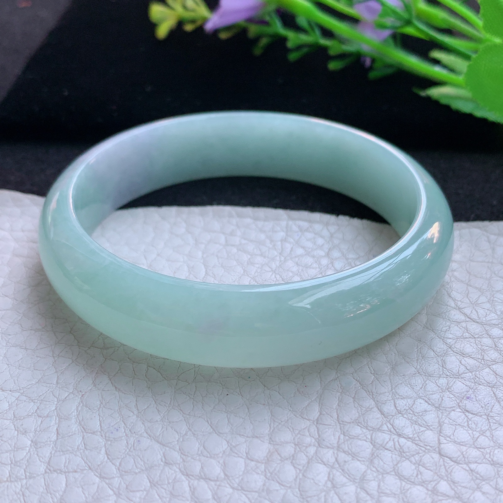 nr实拍58.5*14*7平安镯 天然缅甸翡翠A货玉手镯清新胶感宽边玉手环