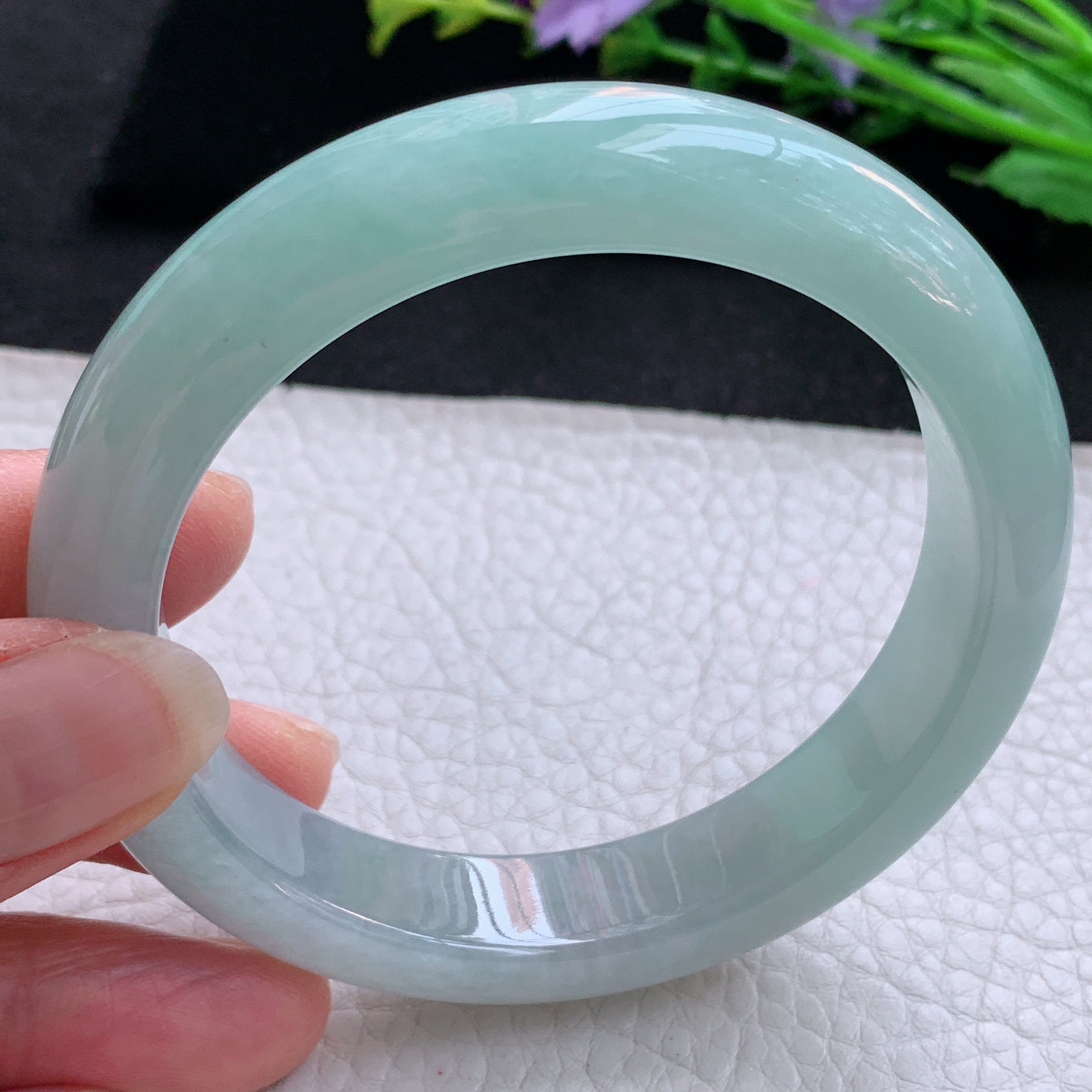 xo实拍58*12.5*8.8平安镯 天然缅甸翡翠A货玉手镯冰晴宽边玉手环