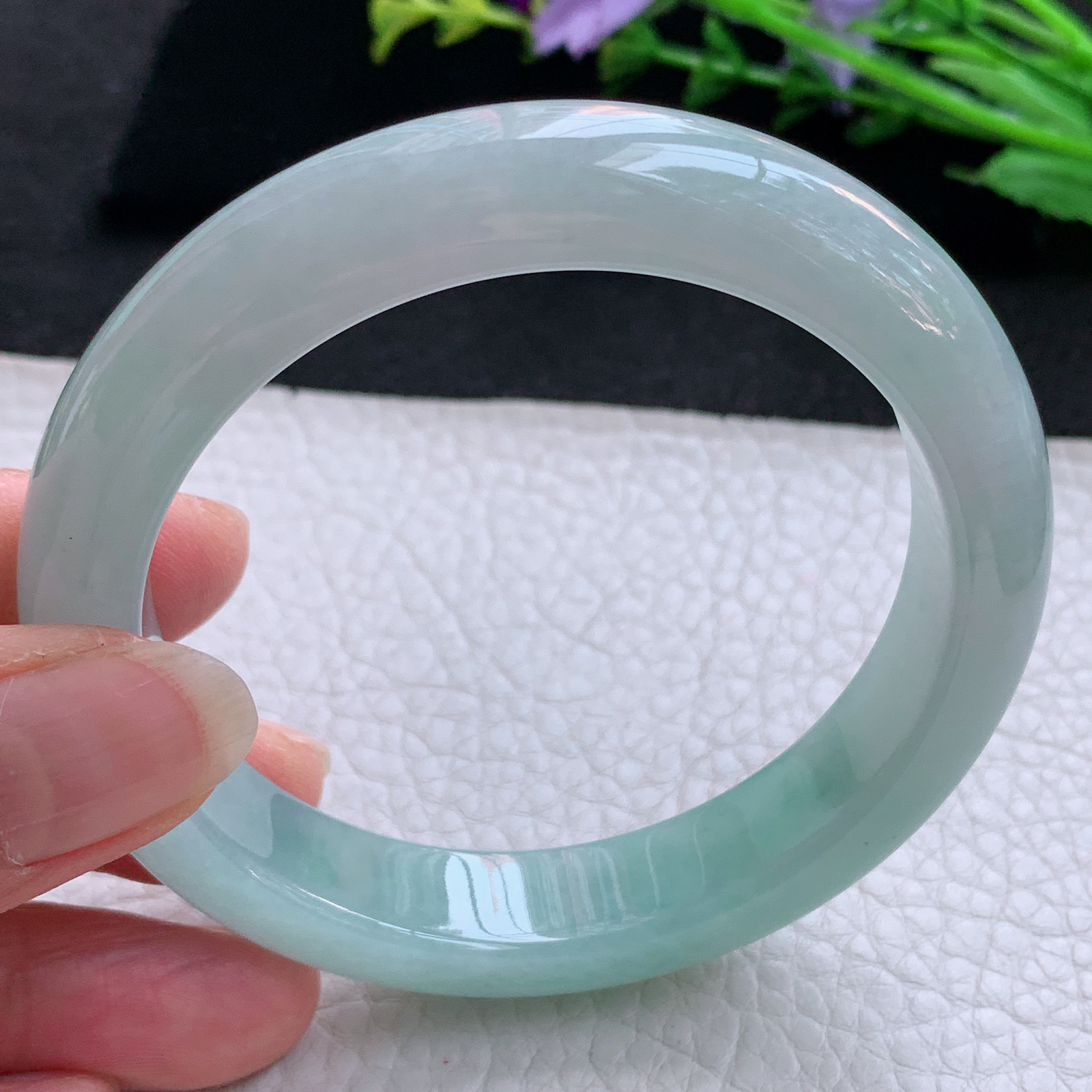 xo实拍58*12.5*8.8平安镯 天然缅甸翡翠A货玉手镯冰晴宽边玉手环