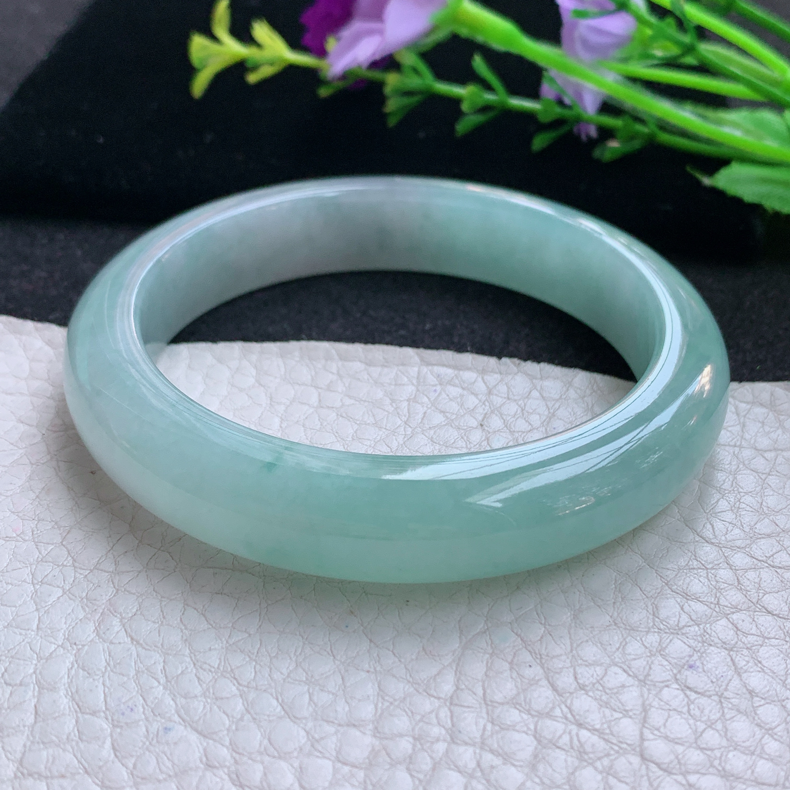 xo实拍58*12.5*8.8平安镯 天然缅甸翡翠A货玉手镯冰晴宽边玉手环