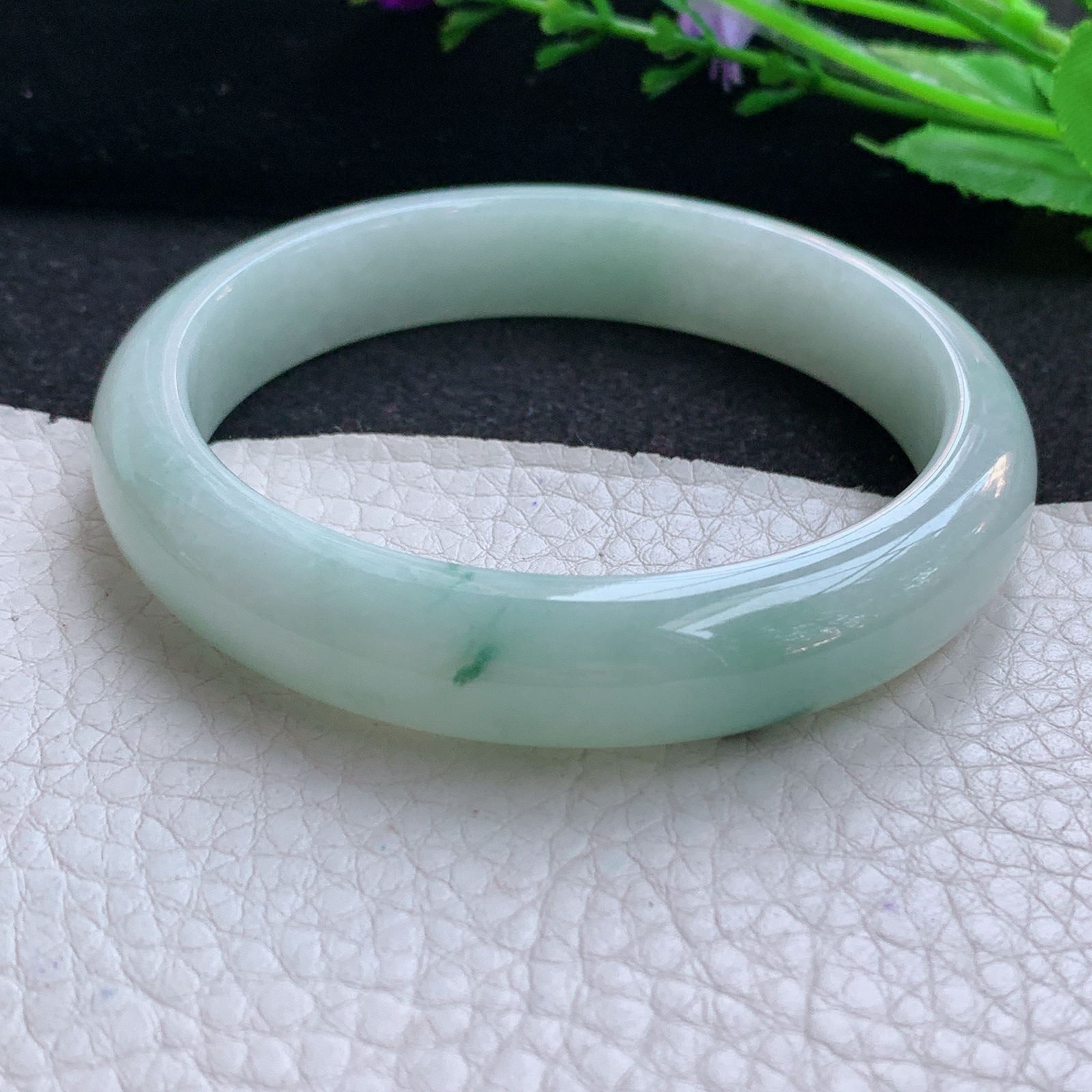 js实拍58*12.2*7.7平安镯 天然缅甸翡翠A货玉手镯水润飘花宽边玉手环