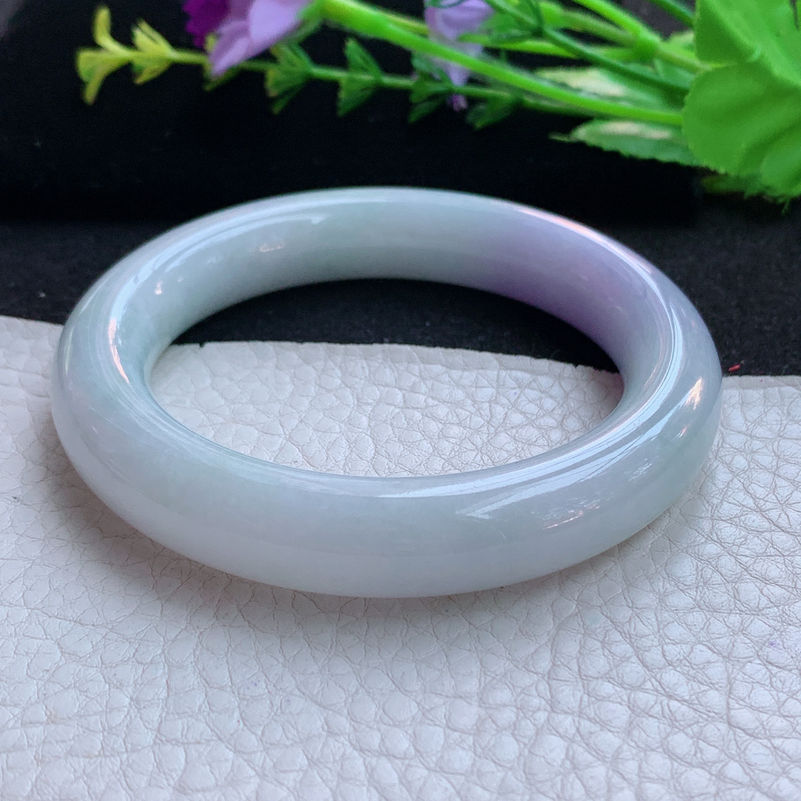 nr实拍55.5*12.5*11.2胖圆镯 天然缅甸翡翠A货水润双彩圆条玉手环