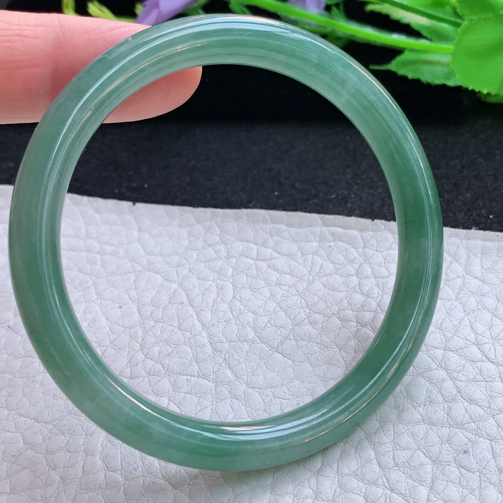 z实拍54*7.5*7美人镯 天然缅甸翡翠A货玉手镯冰晴圆条叮当镯