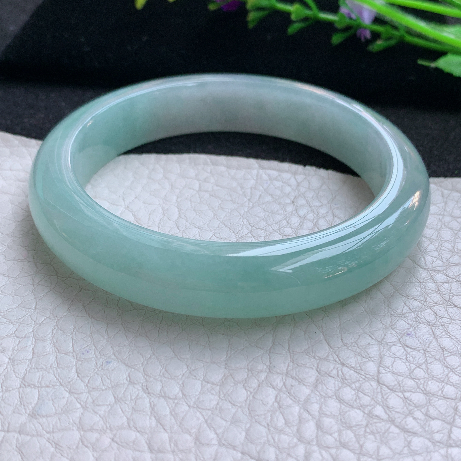 xo实拍58*12.5*8.8平安镯 天然缅甸翡翠A货玉手镯冰晴宽边玉手环