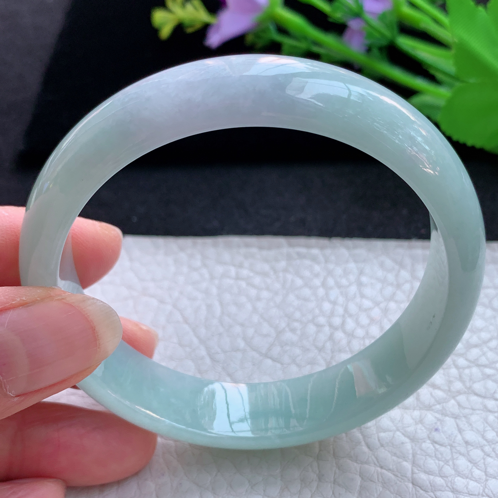 nr实拍58.5*14*7平安镯 天然缅甸翡翠A货玉手镯清新胶感宽边玉手环