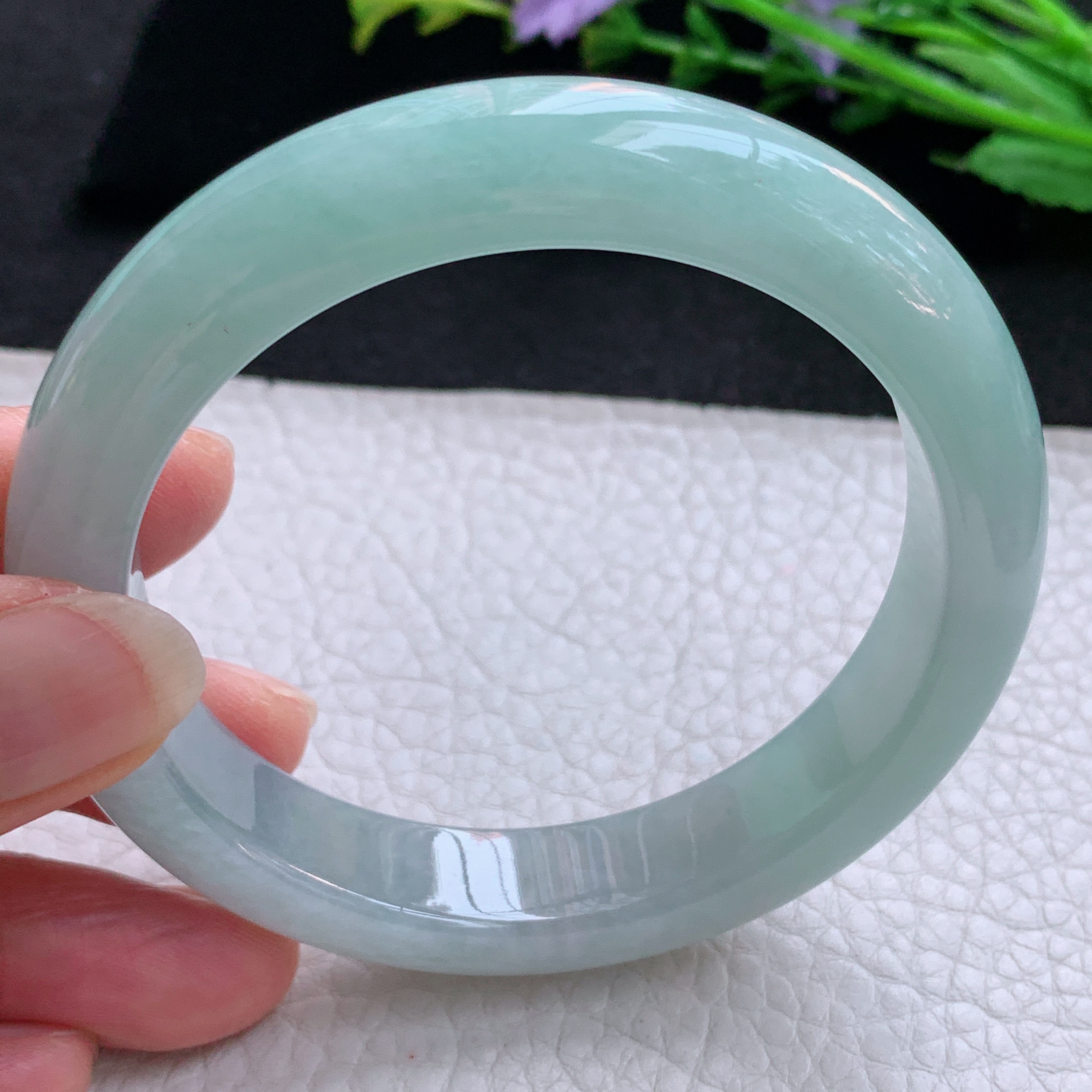 xo实拍58*12.5*8.8平安镯 天然缅甸翡翠A货玉手镯冰晴宽边玉手环