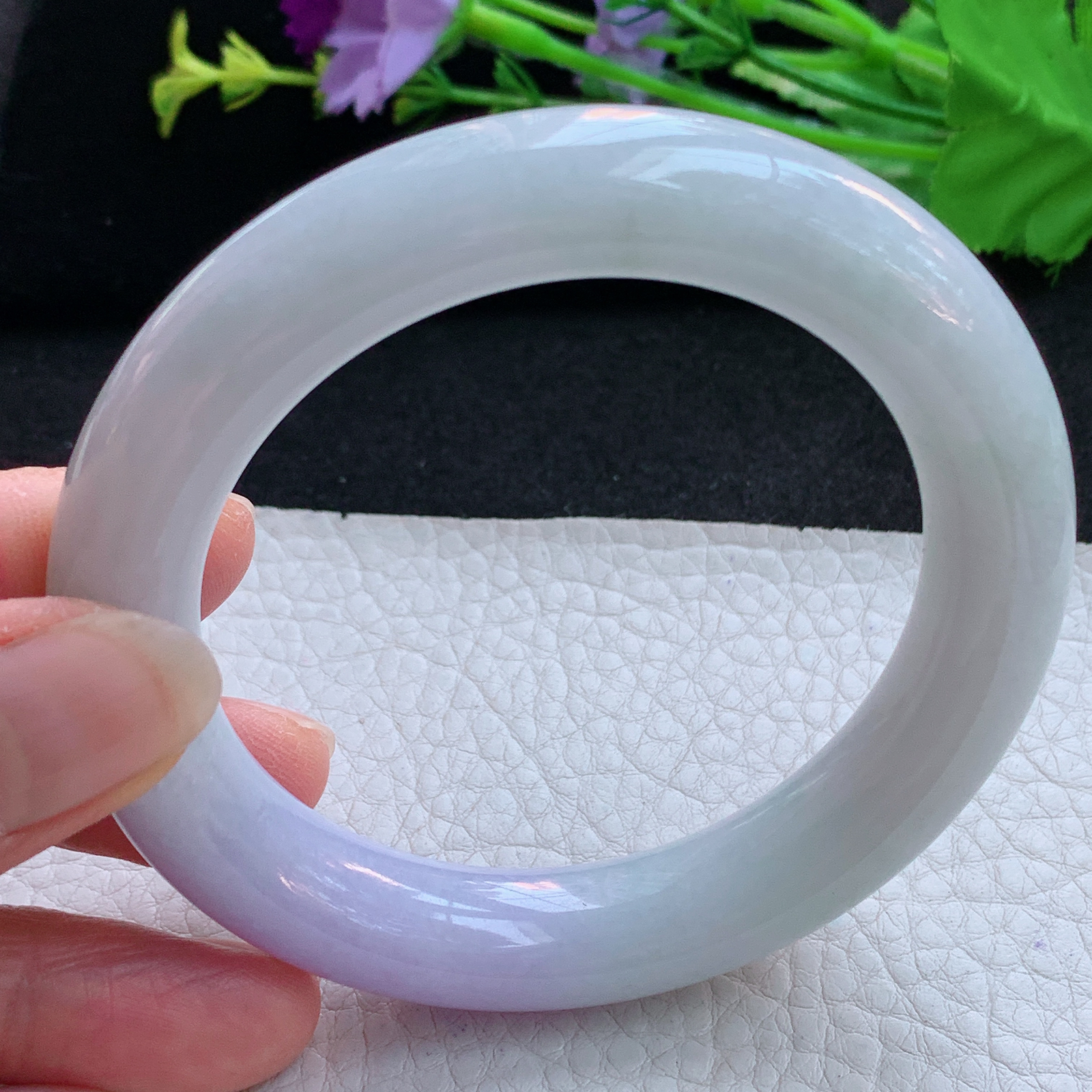 nr实拍55.5*12.5*11.2胖圆镯 天然缅甸翡翠A货水润双彩圆条玉手环