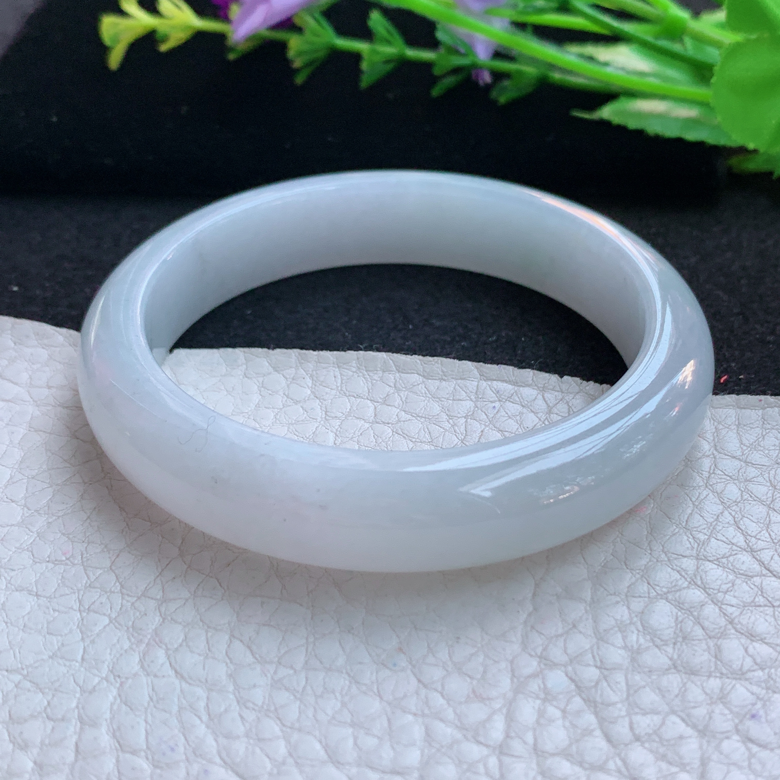 nr实拍56*12.5*8平安镯 天然缅甸翡翠A货玉手镯白月光胶感宽边玉手环