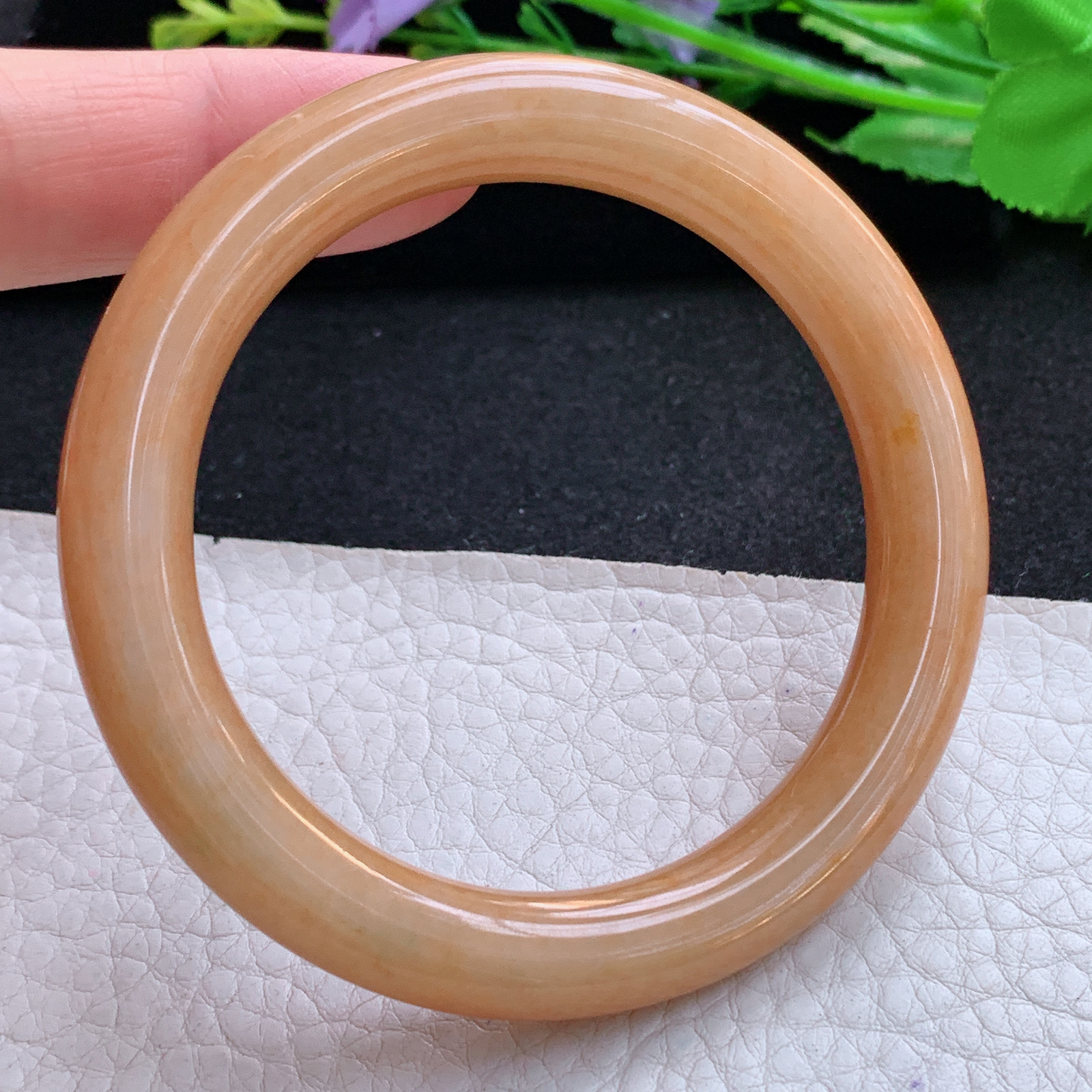 z实拍54*9.5*9.3美人镯 天然缅甸翡翠A货玉手镯黄翡圆条玉手环