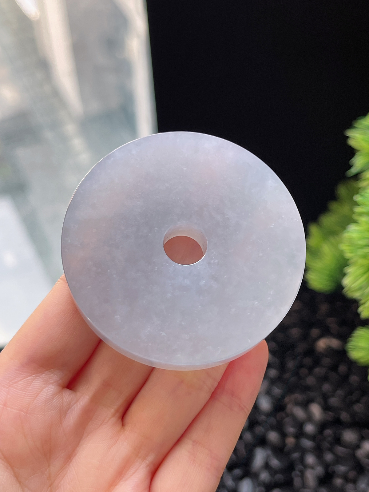 翡翠冰糯种白色大平安扣