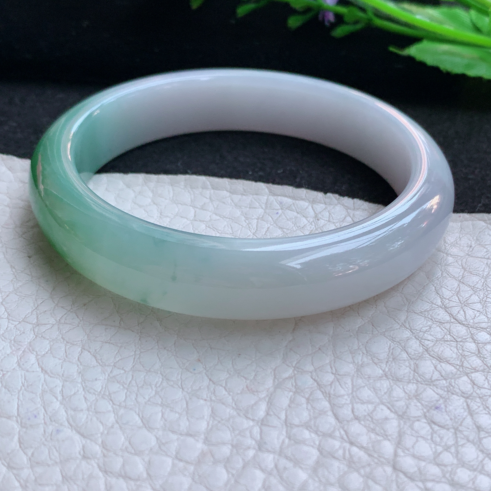 ax小圈口53.5*这2*7.6平安镯 天然缅甸翡翠A货玉手镯辣绿宽边玉手环