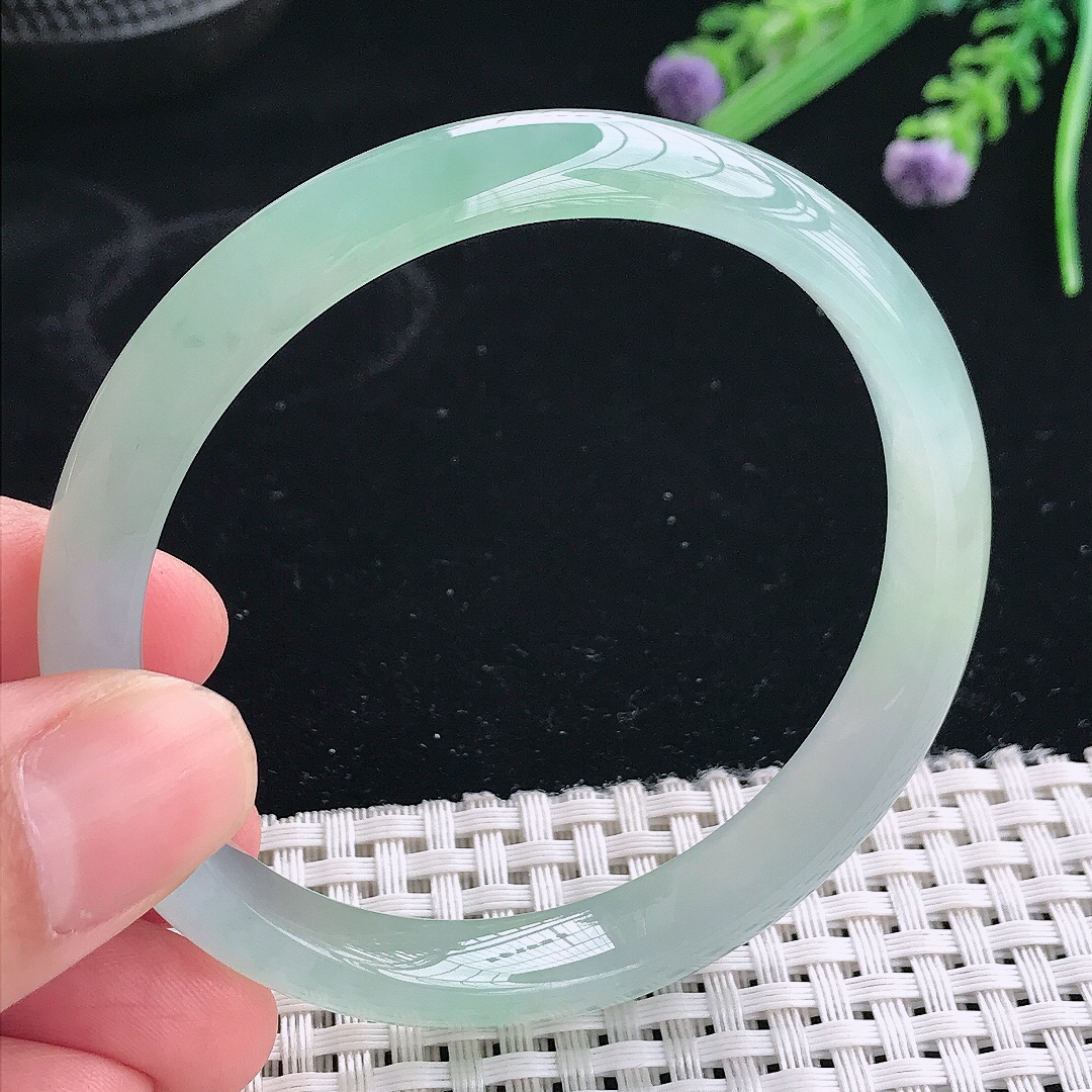 实拍天然翡翠57.5/9.9/6.8老坑冰胶果冻冰晴手镯翡翠玉镯手环