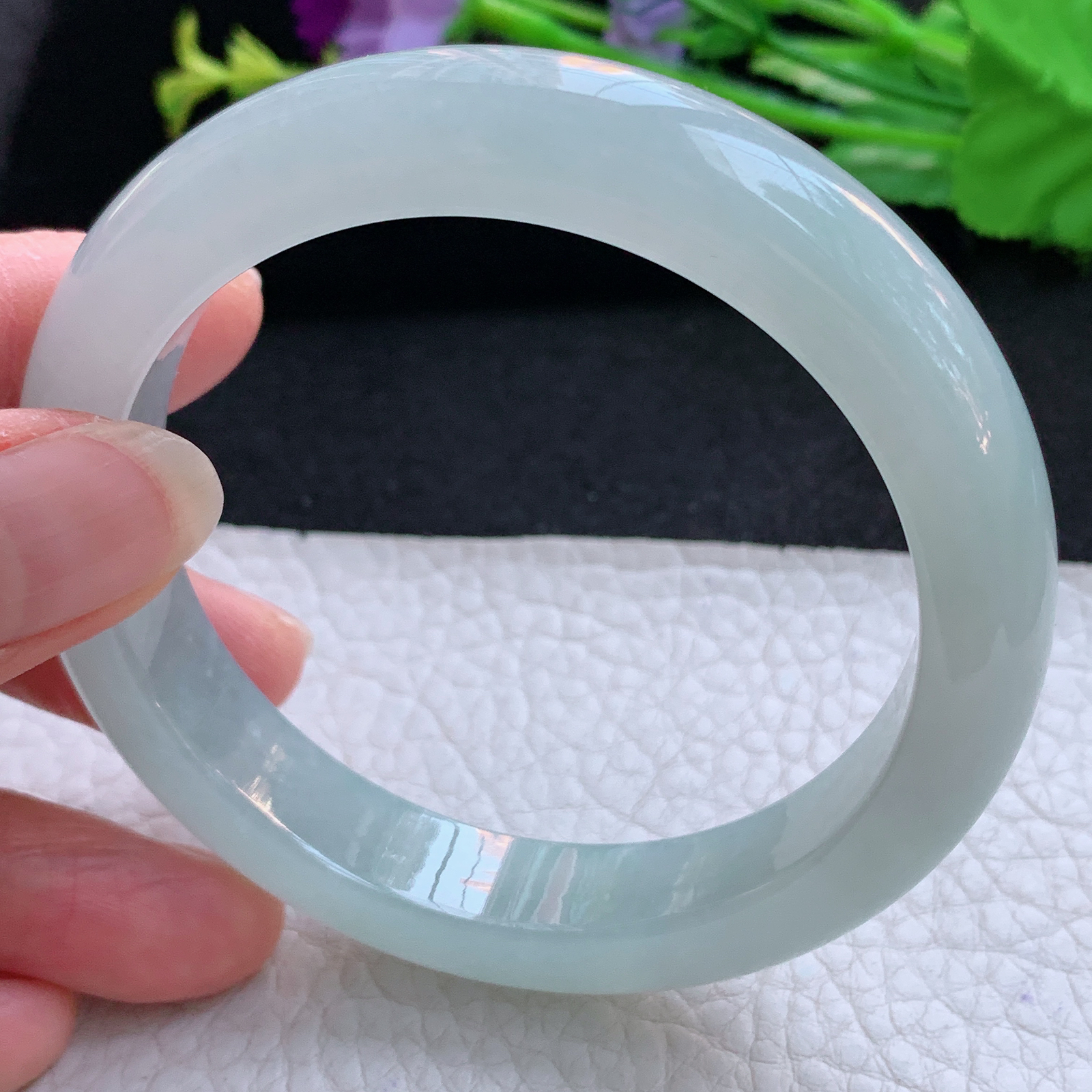 nr实拍58*12*9平安镯 天然缅甸翡翠A货玉手镯冰晴宽边玉手环