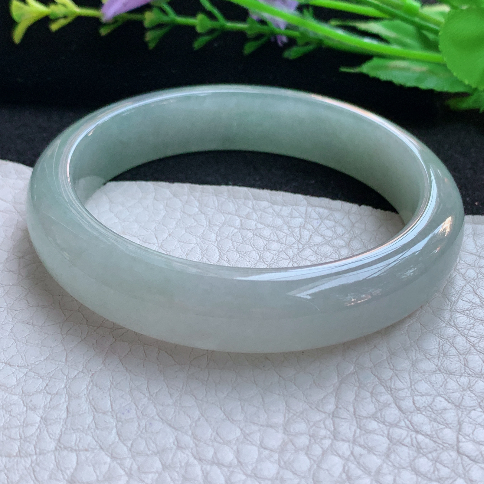 z实拍57.5*13*8.2平安镯 天然缅甸翡翠A货玉手镯冰晴宽边玉手环