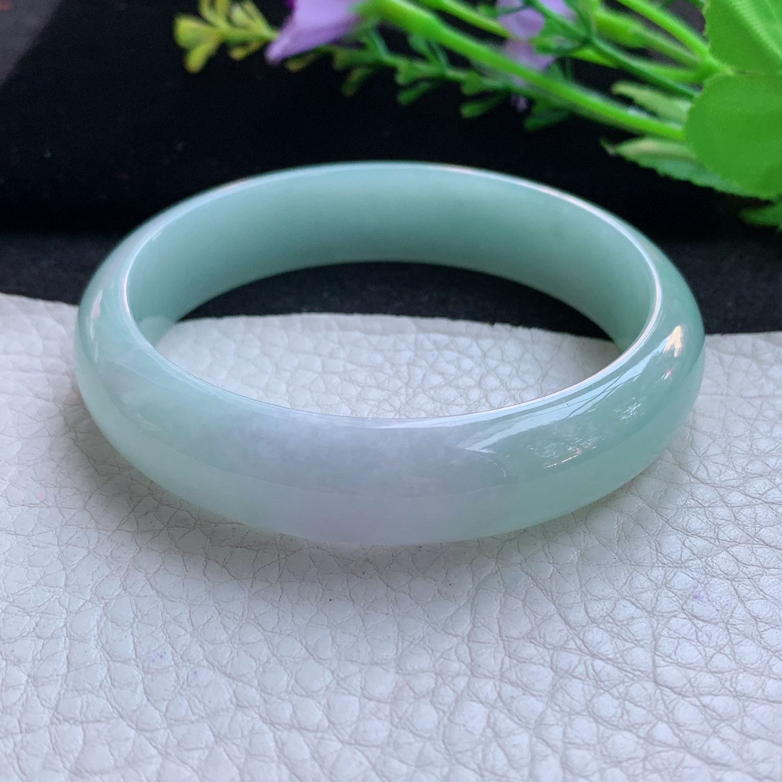 nr实拍58.5*14*7平安镯 天然缅甸翡翠A货玉手镯清新胶感宽边玉手环