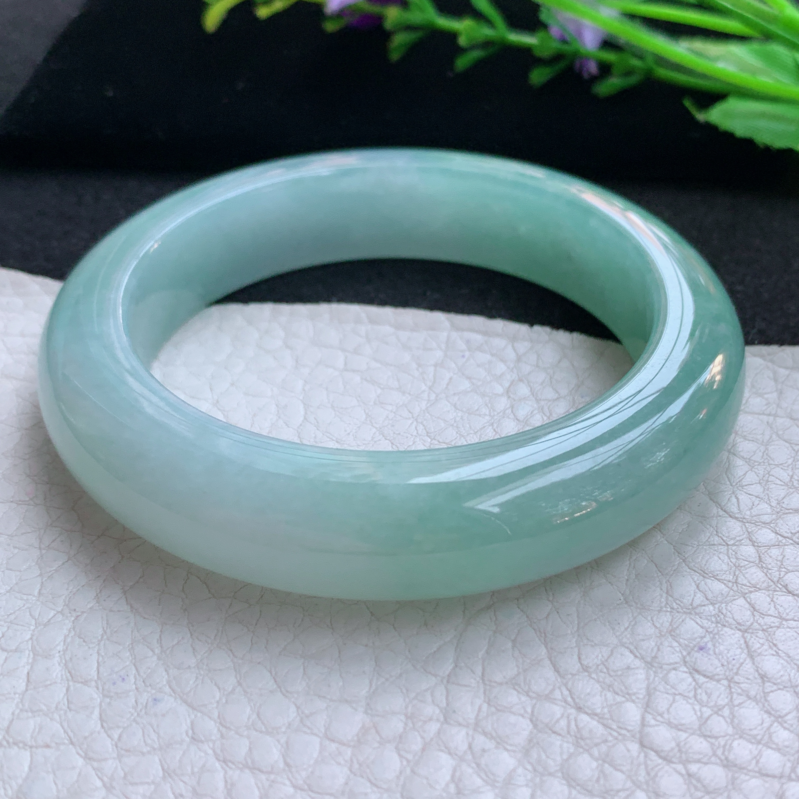 js实拍55.5*13.5*10平安镯 天然缅甸翡翠A货玉手镯冰晴厚装宽边玉手环