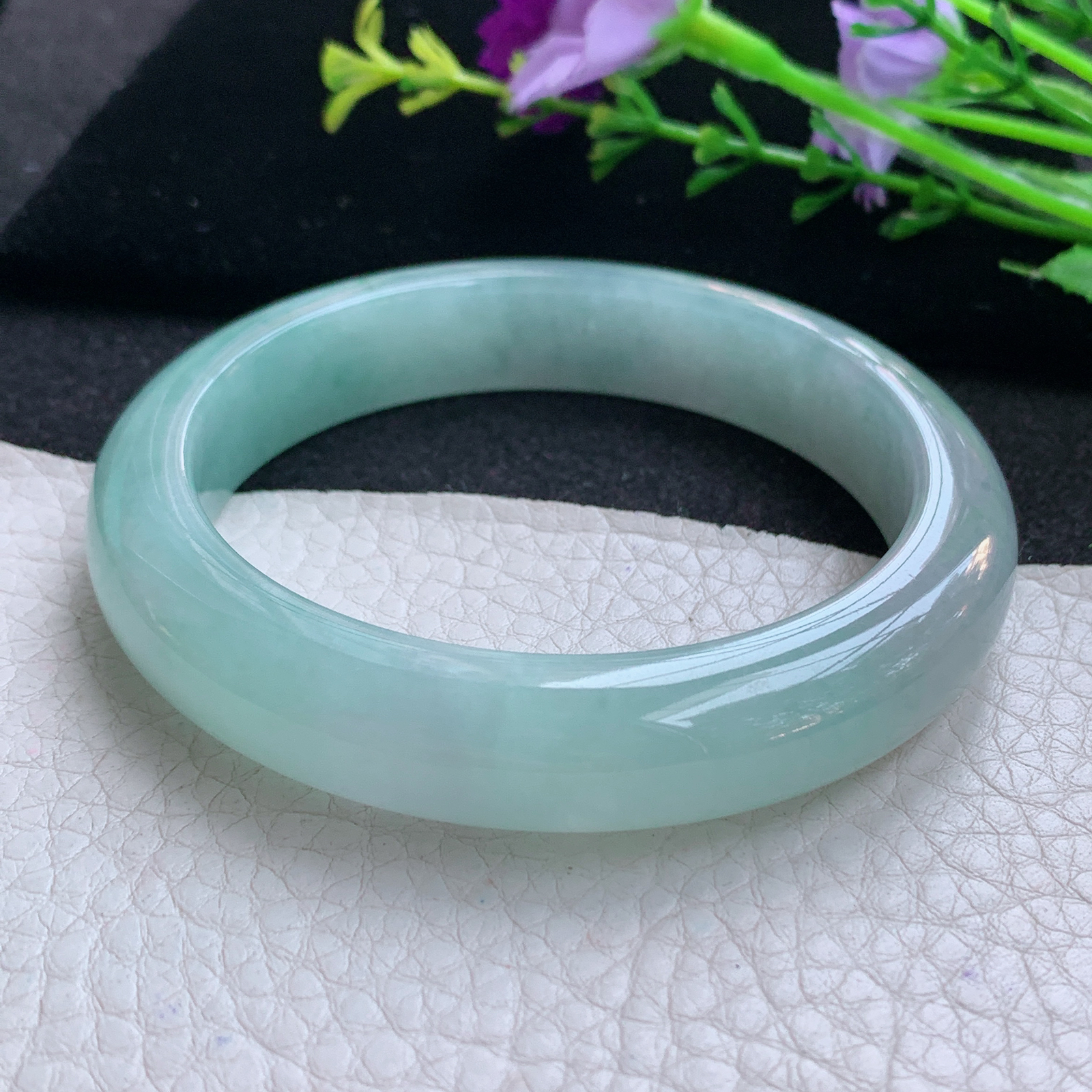 xo实拍58*12.5*8.8平安镯 天然缅甸翡翠A货玉手镯冰晴宽边玉手环