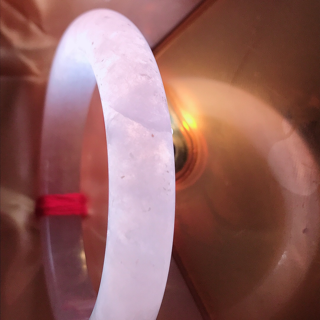 实拍天然翡翠53.5/10.1/8.2老坑冰润起胶飘紫罗兰辑手镯翡翠玉镯手环