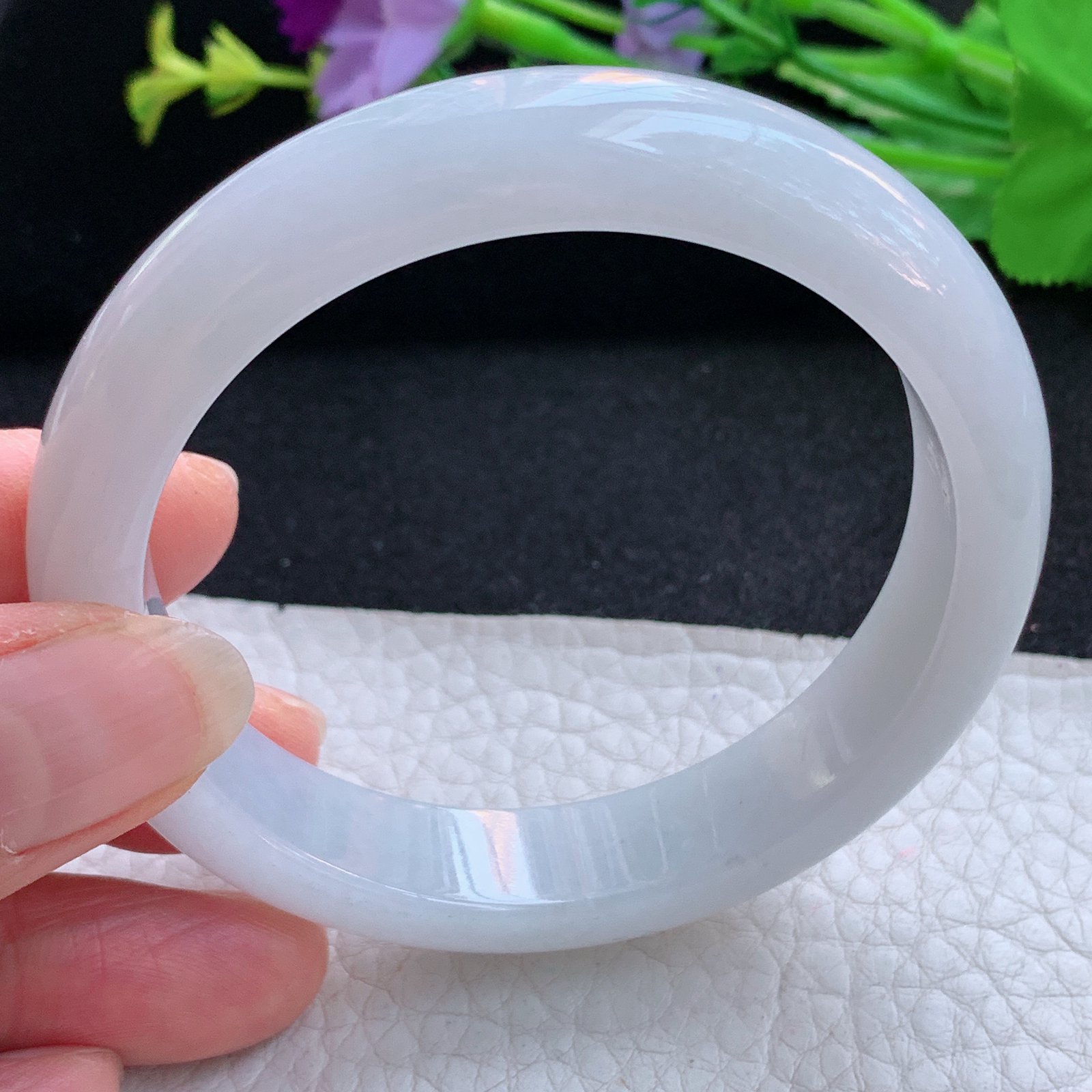 nr实拍56*12.5*8平安镯 天然缅甸翡翠A货玉手镯白月光胶感宽边玉手环