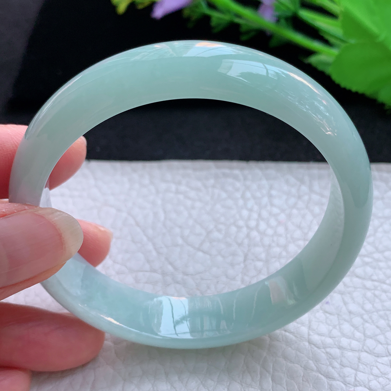 nr实拍58.5*14*7平安镯 天然缅甸翡翠A货玉手镯清新胶感宽边玉手环