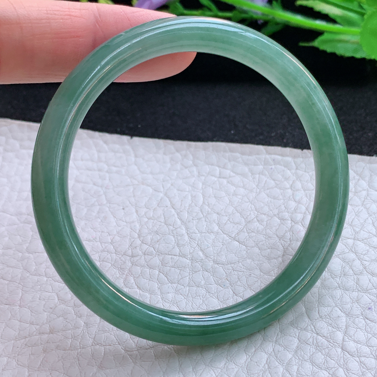 z实拍54*7.5*7美人镯 天然缅甸翡翠A货玉手镯冰晴圆条叮当镯