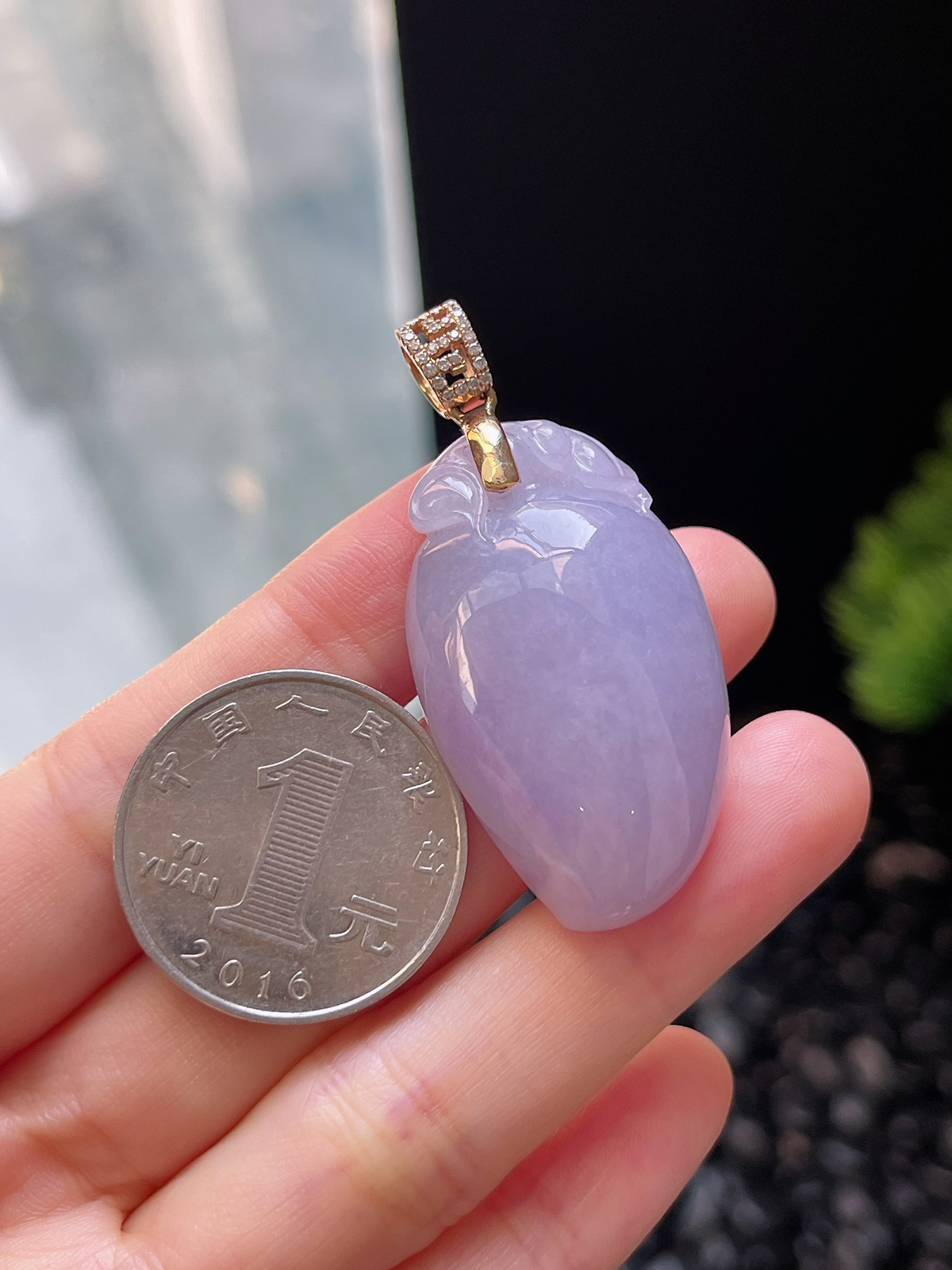 18k金翡翠冰糯种紫色福瓜