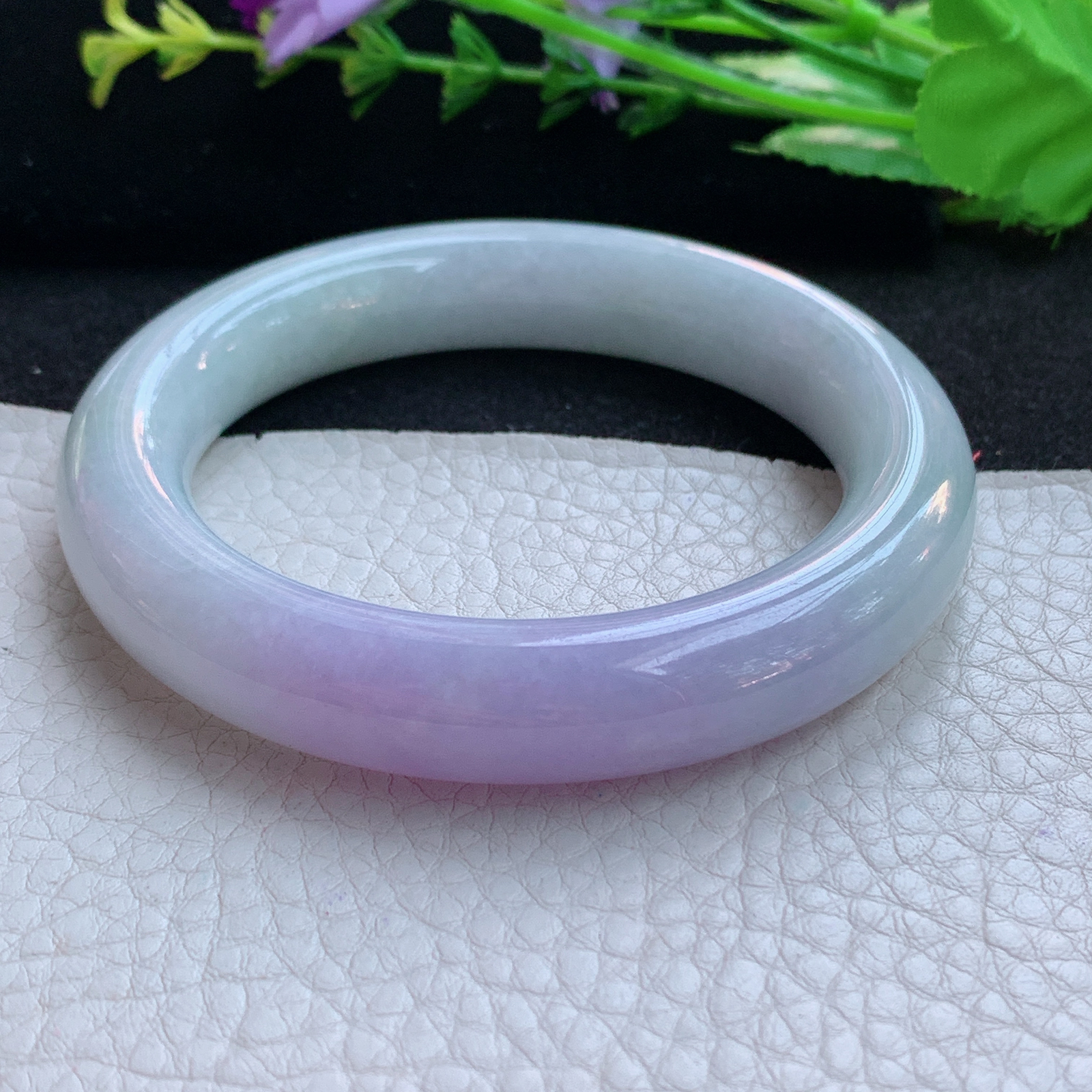 nr实拍55.5*12.5*11.2胖圆镯 天然缅甸翡翠A货水润双彩圆条玉手环