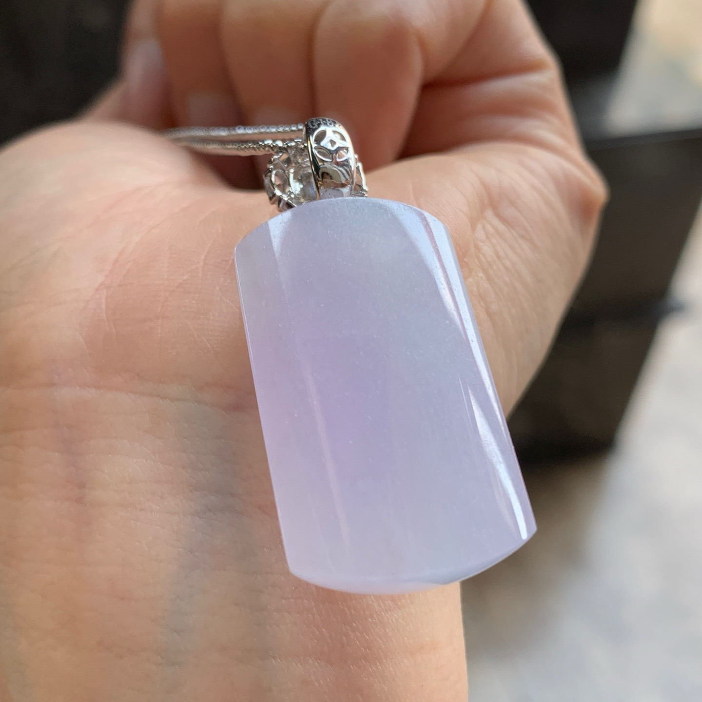 金扣冰种粉紫无事牌^_^玉质温润 细腻