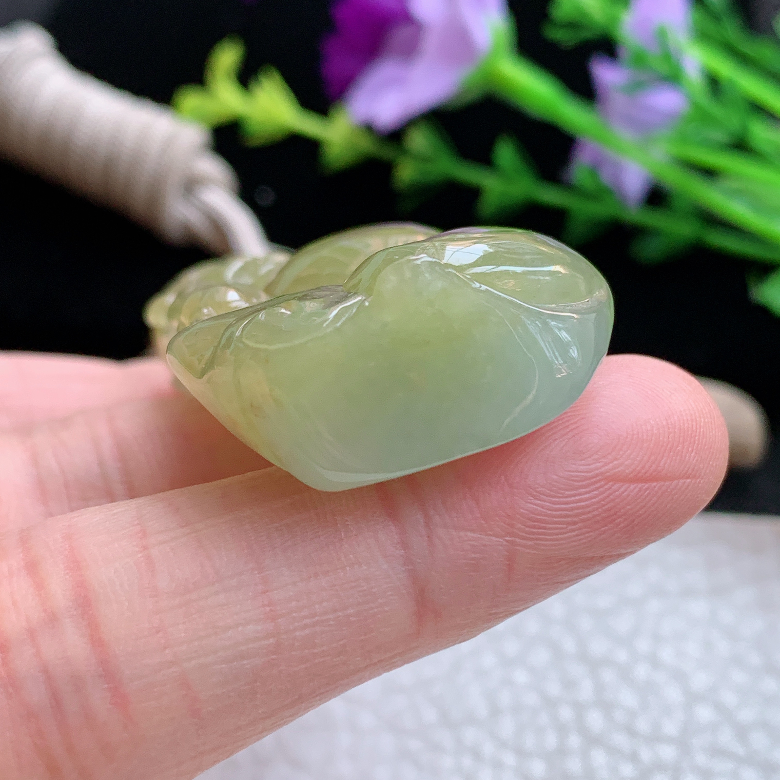 cys实拍56*30*12缅甸翡翠精雕冰黄逍遥佛 弥勒佛玉吊坠