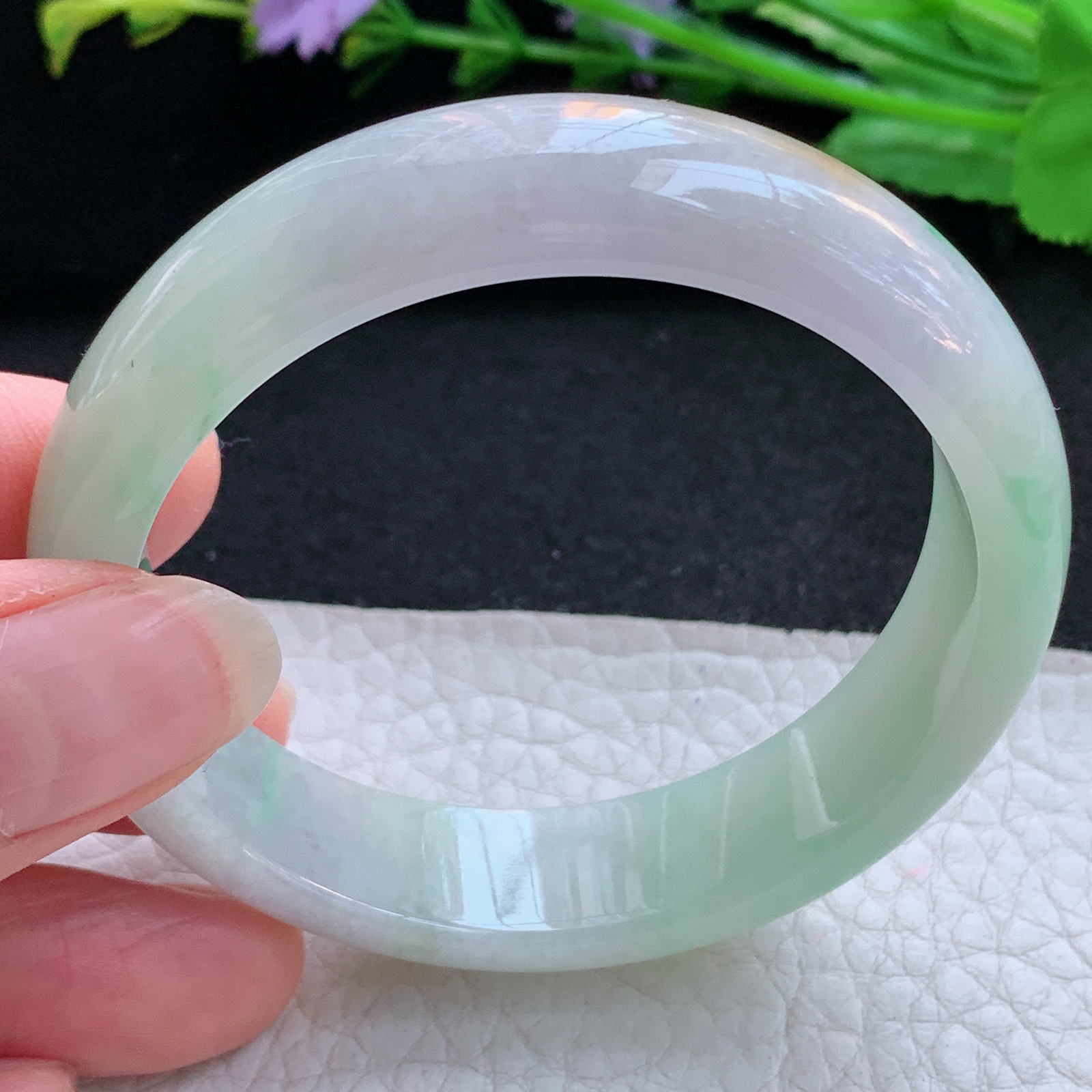 h实拍53*13.5*7平安镯 天然缅甸翡翠A货玉手镯冰三彩宽边玉手环