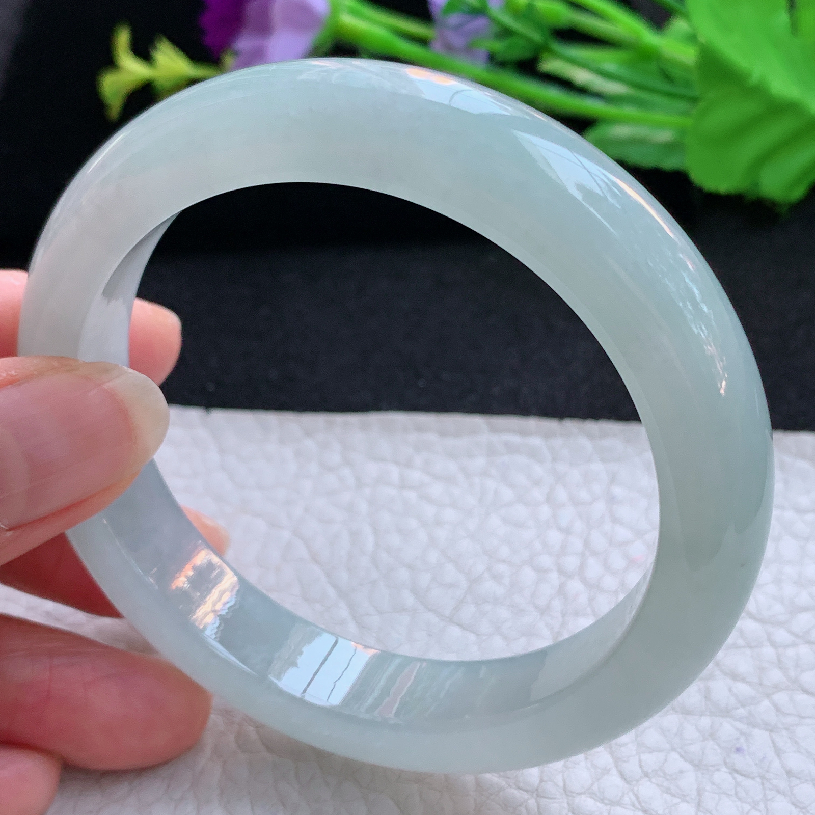 nr实拍58*12*9平安镯 天然缅甸翡翠A货玉手镯冰晴宽边玉手环