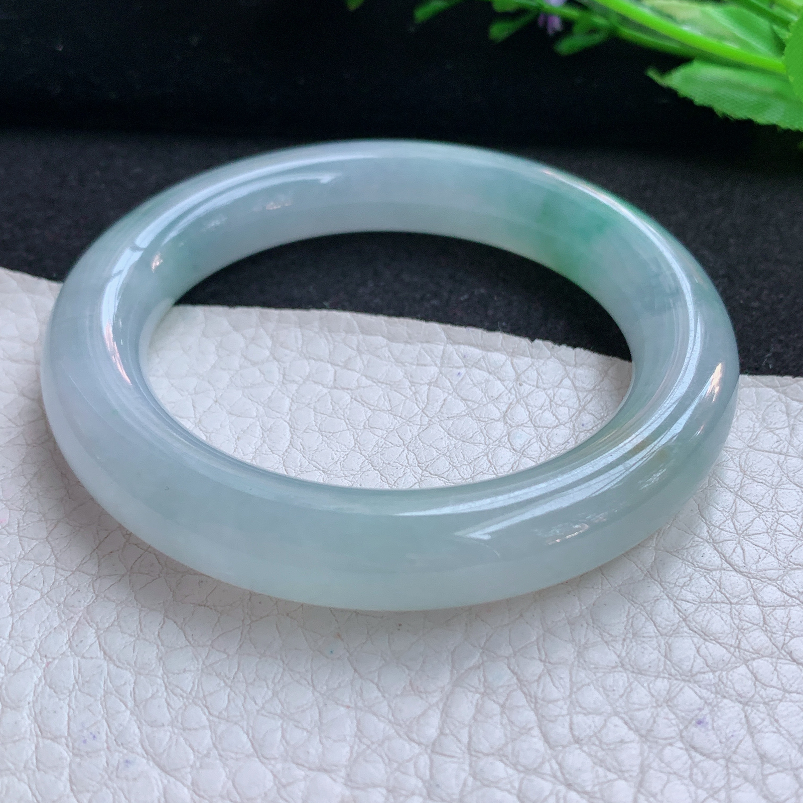 ax小圈口52*11*10.6美人镯 天然缅甸翡翠A货玉手镯冰飘绿花圆条玉手环