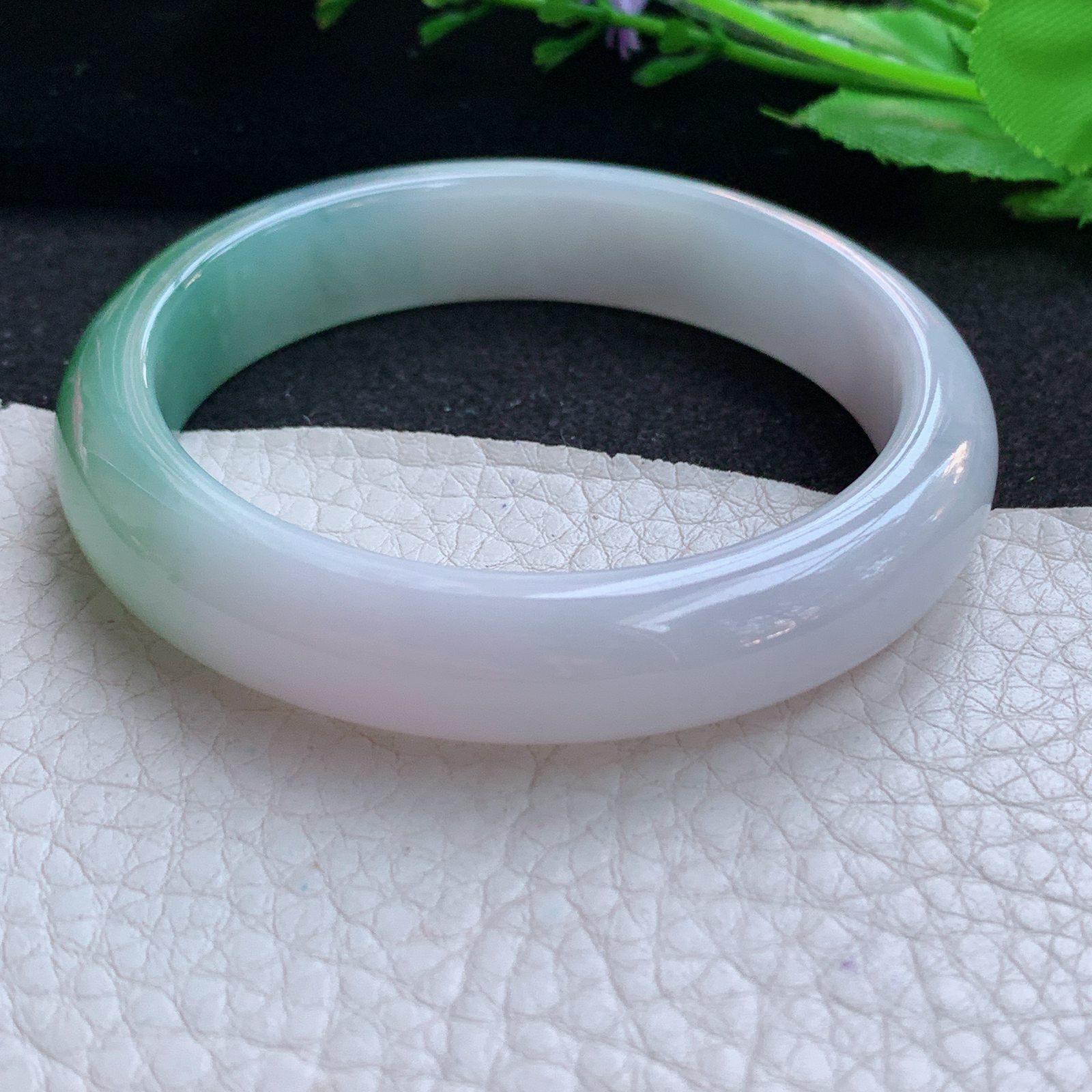 ax小圈口53.5*这2*7.6平安镯 天然缅甸翡翠A货玉手镯辣绿宽边玉手环